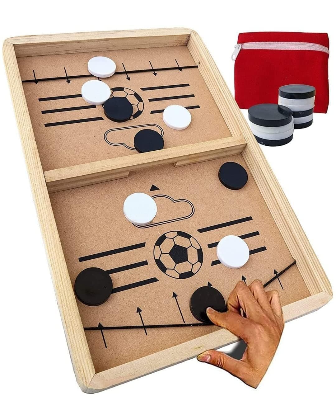 EIRMON Slingo 2 in 1 Fastest Finger First Board Games for Adults & Kids Wooden String Hockey Game Sling Puck Board Hockey Toy Perfect for Family (Style 1)