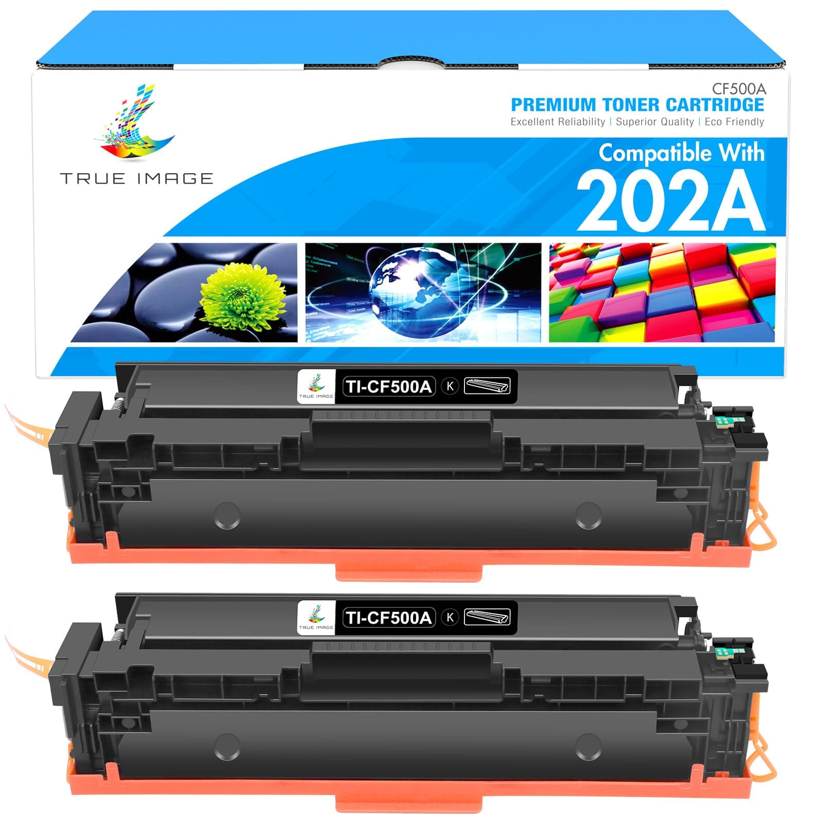 Compatible Toner Cartridge Replacement for HP 202A CF500A 202X CF500X Color Laserjet Pro MFP M281fdw M281cdw M254dw M254nw M281fdn M280nw M254 M281 202 Toner Ink Printer (Black, 2-Pack)