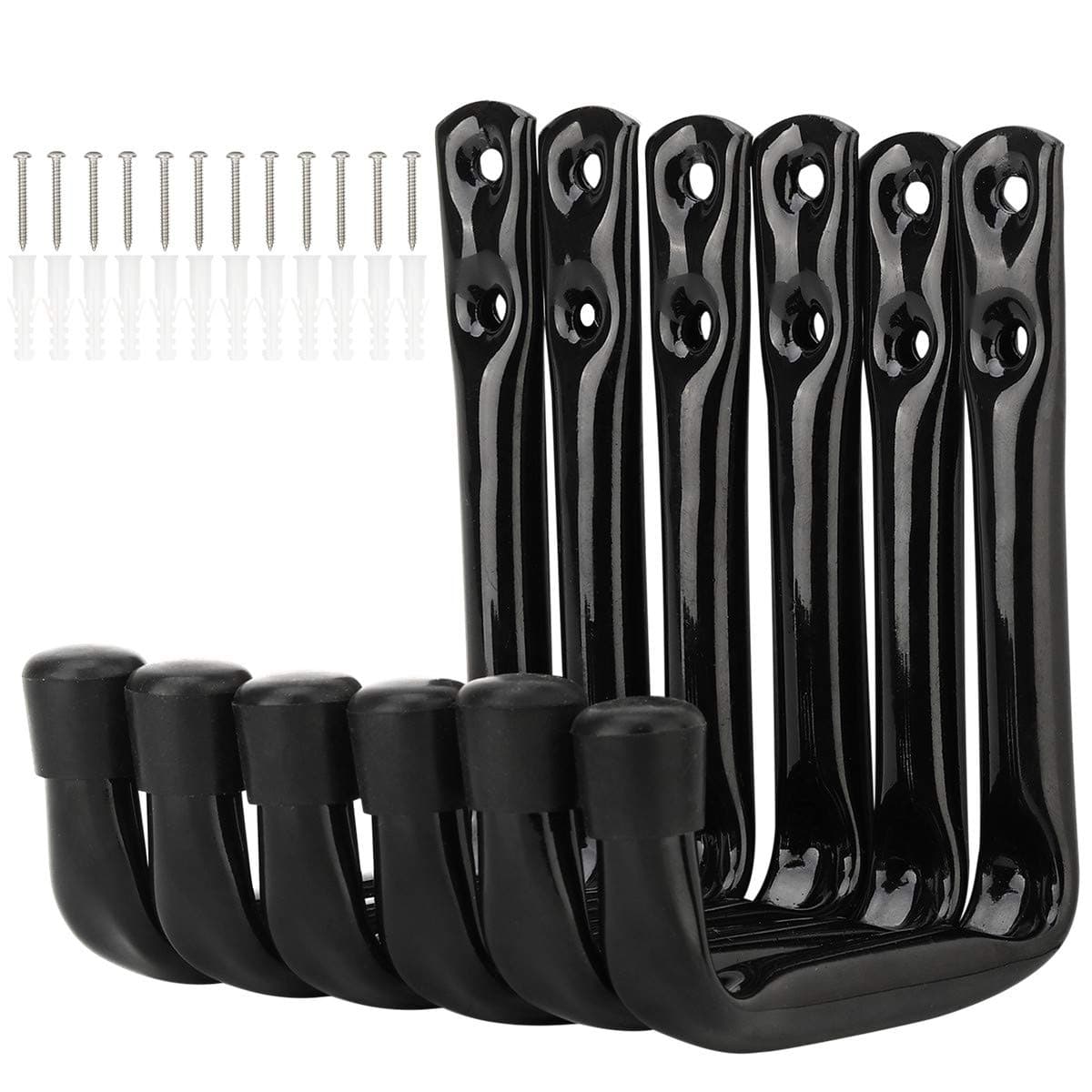 Garage Storage Heavy Duty J Hooks, 6 Pack Wall Mount Steel Utility Hanger (12cm x 10cm)