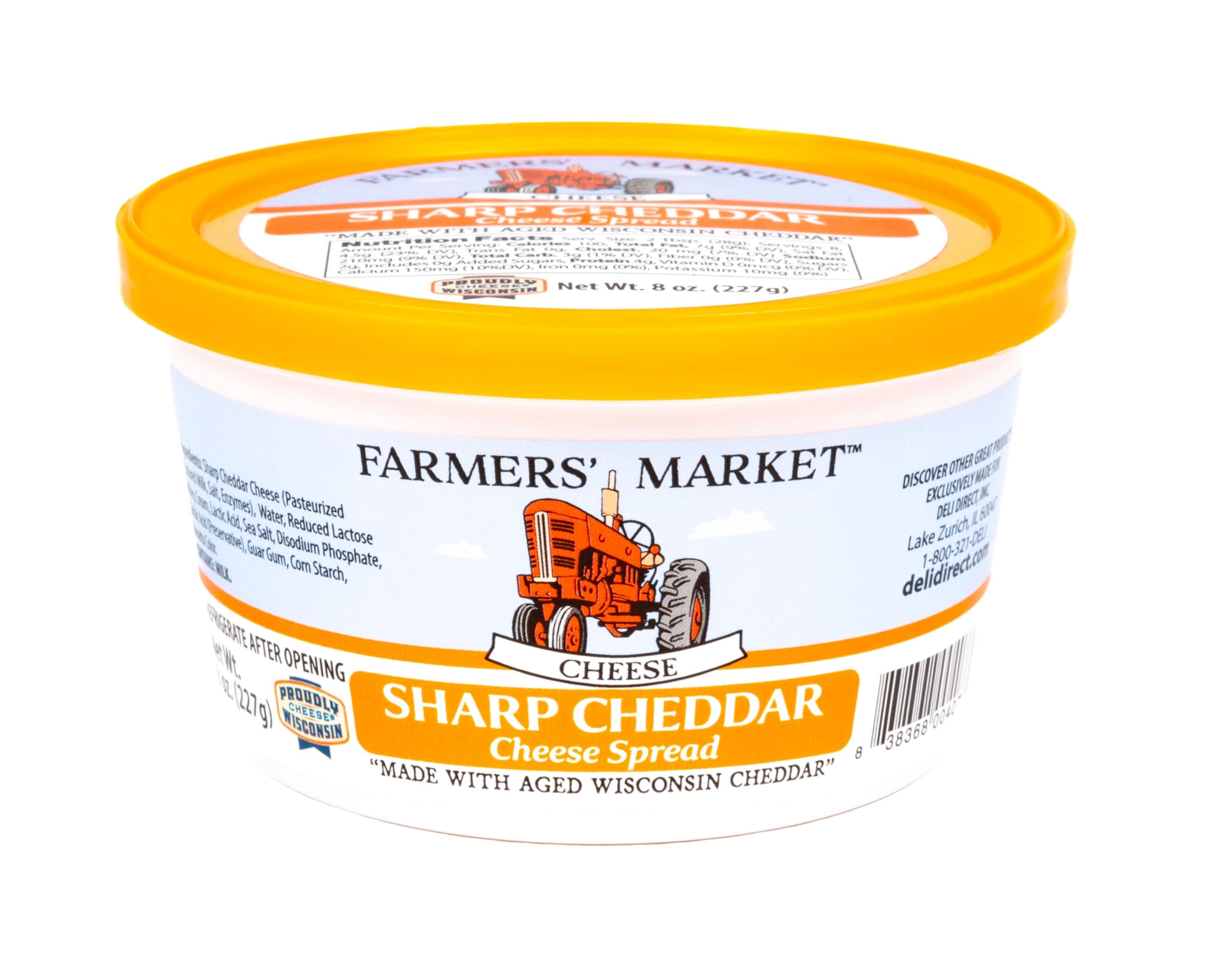 Deli Direct Cheese Spread Sharp Cheddar for Crackers, Cheese Dip for Chips, Spreadable Cheese, Pretzel Cheese Dip, 8 oz