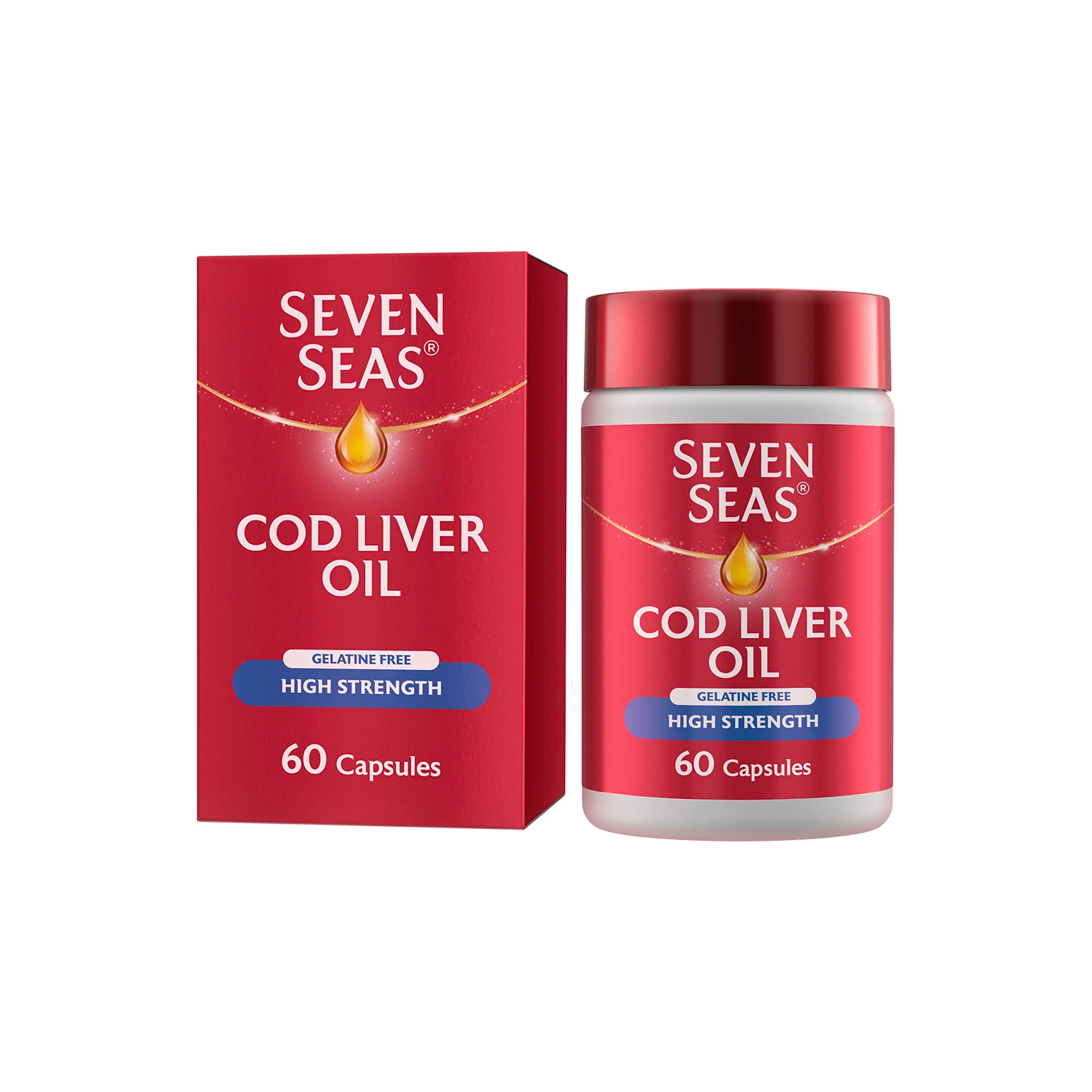 Seven Seas Cod Liver Oil High Strength With Omega 3 Plus Vitamins D E 120 Capsules