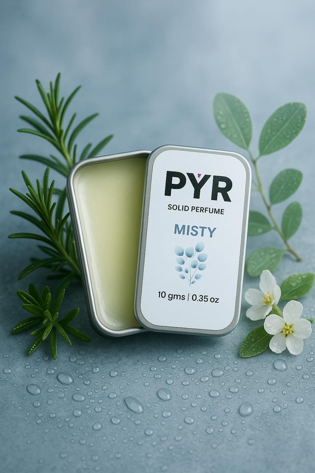 PYR Solid Perfume for Men & Women | MISTY Long-Lasting & Strong Fragrance | Non-Greasy & Travel-Friendly | Perfect for Date Night & Gifting | 10g