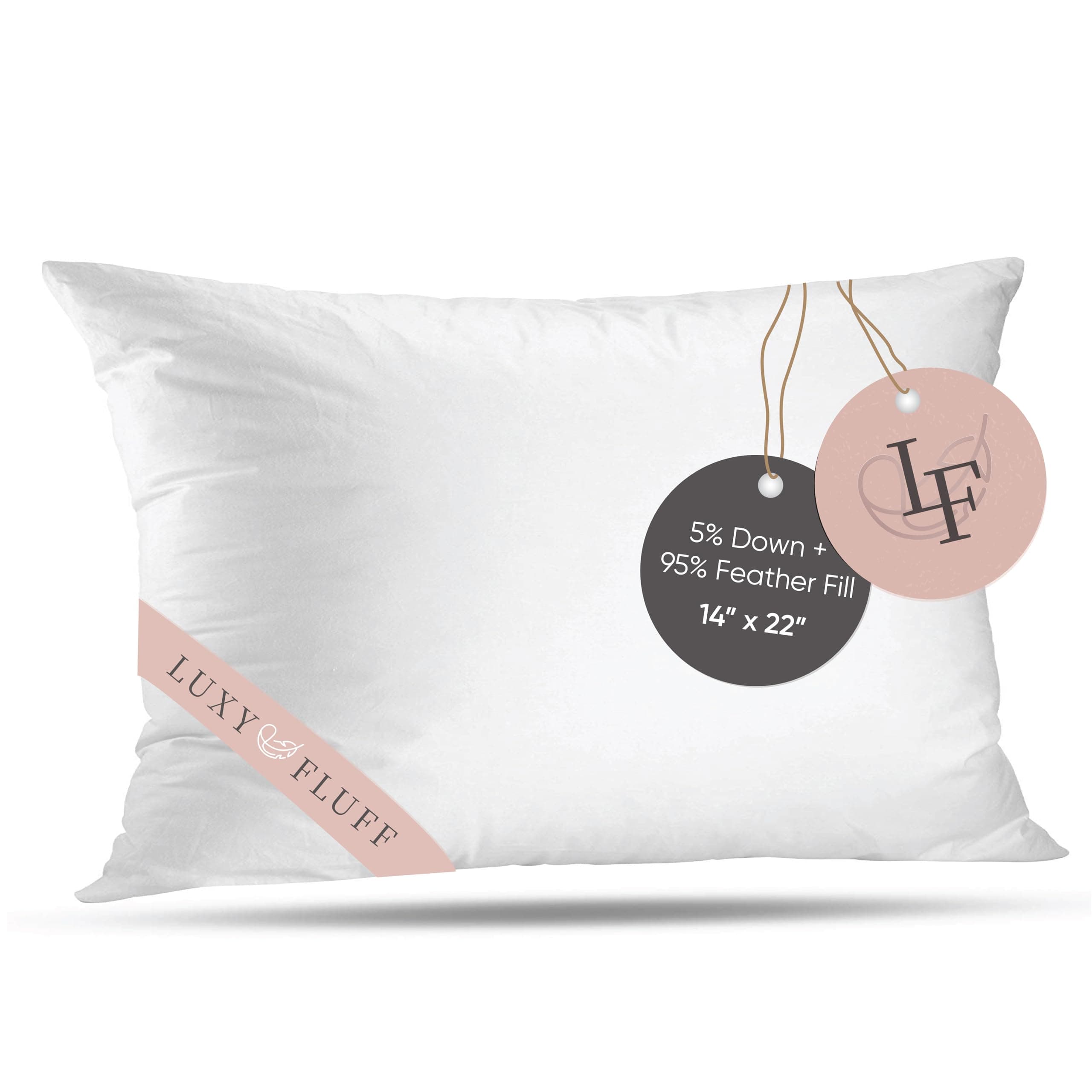 Throw Pillow Insert, 14x22 Inch, Rectangle, Indoor Decorative Pillows, for Couch, Sofa or Bed, Cushion Sham Stuffer, Down and Feather Filled, with 100% Cotton Cover 233 Thread Count