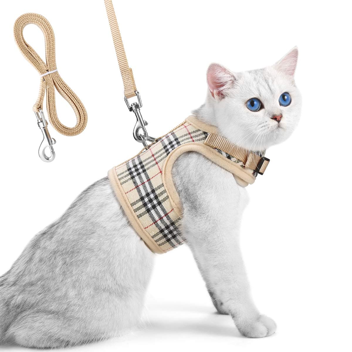 Unihubys Cat Harness with Leash Set- Adjustable Soft Mesh Material with Strong D-Ring for Peace of Mind, Great for Walking