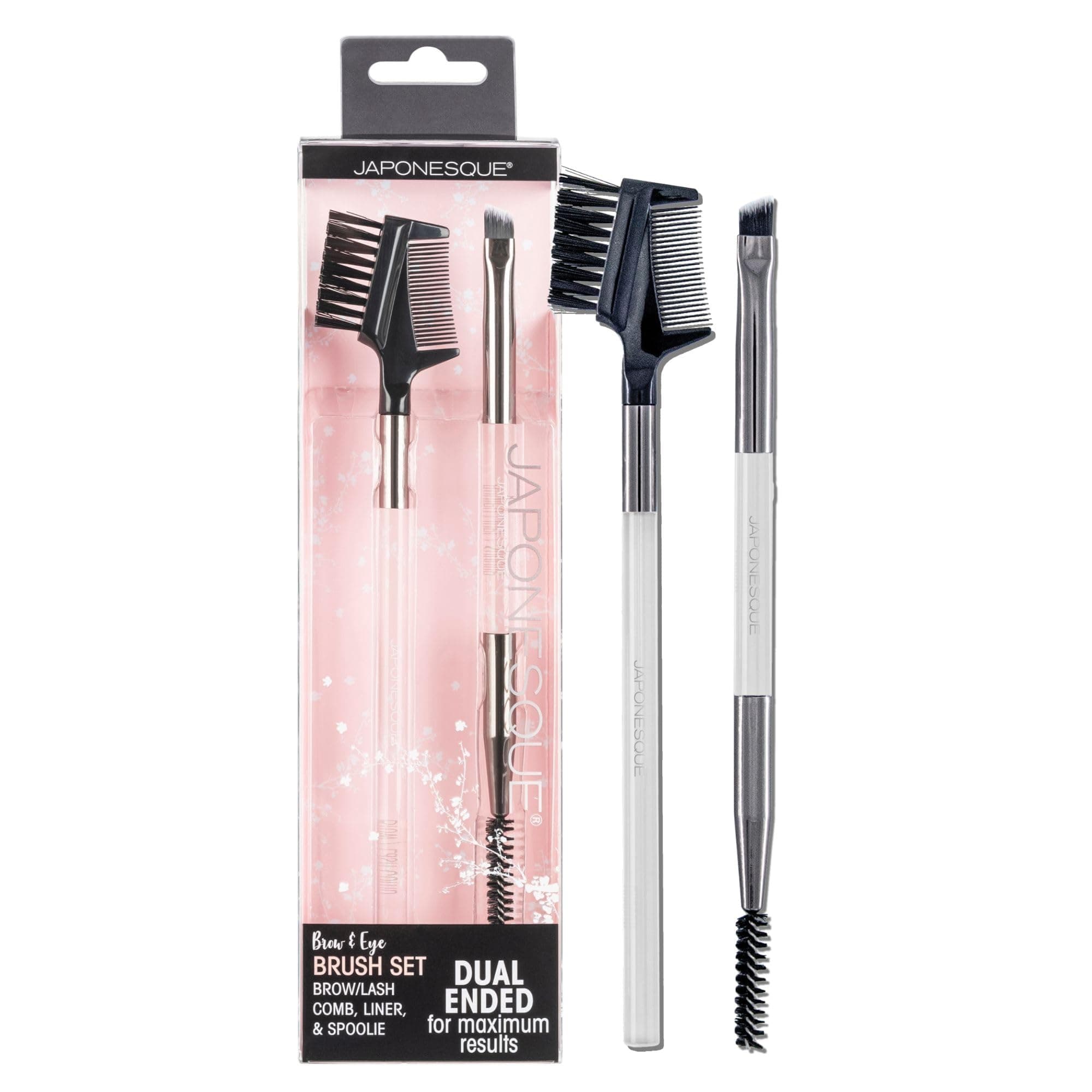 Brow & Eye Brush Set, Includes Brow/Lash Comb to Separate Lashes, Angled Liner Brush for Brow Filler Application, Spoolie to Smooth