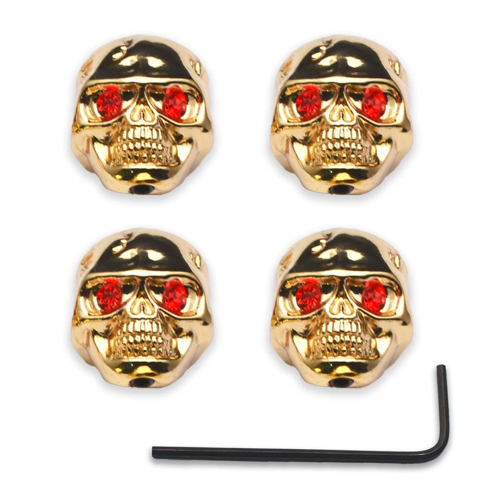 MAXCHEER4PCS Metal Skull Head Control Knobs for Electric Guitar Guitar Pots Tone Volume Control Knobs/Buttons Gold