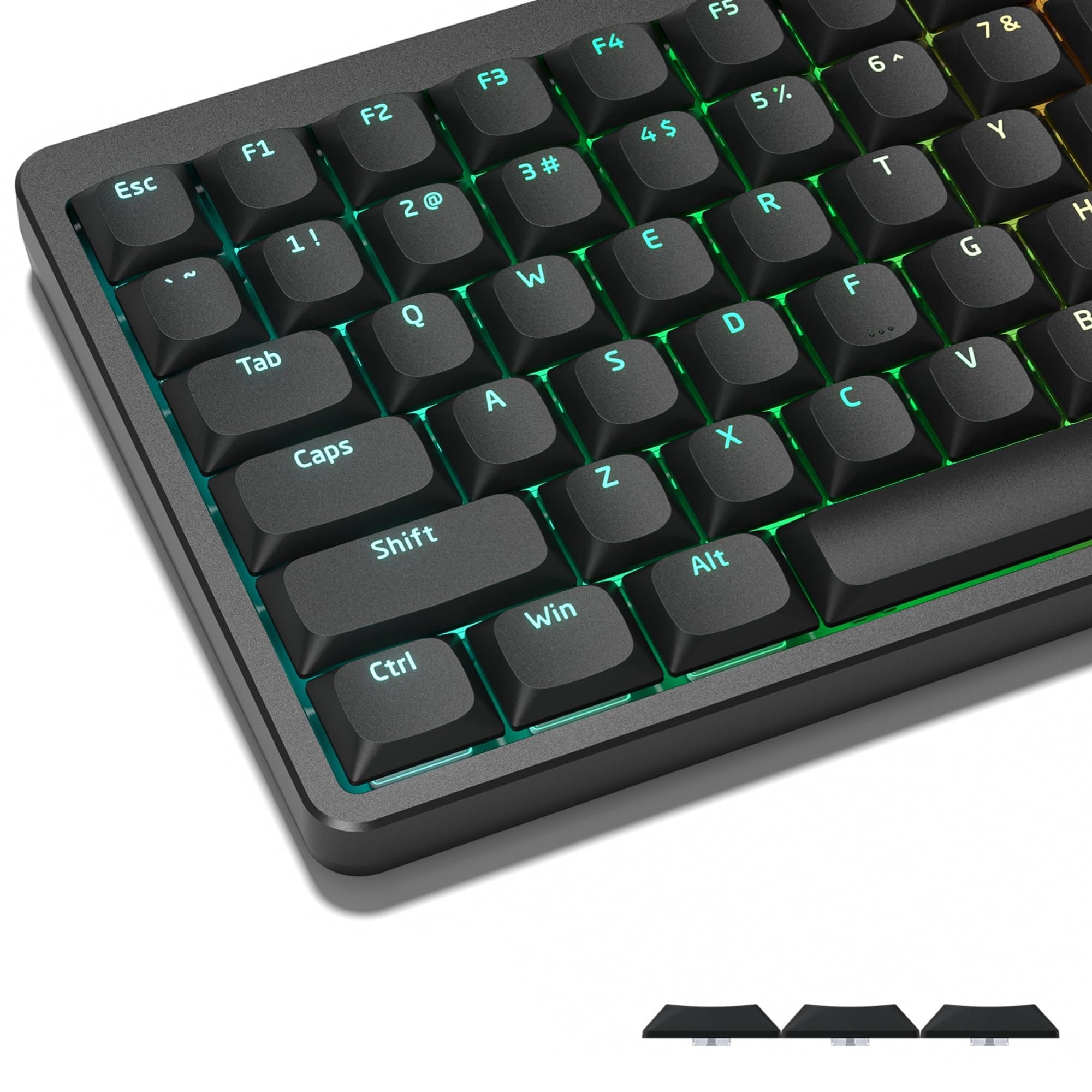 Low Profile Keycaps for Mechanical Keyboard, Black Shine Through Keycaps, PBT Keyboard Key caps 60% 65% 75% 96% 100% for Cherry Gateron MX Switches, Black Backlight