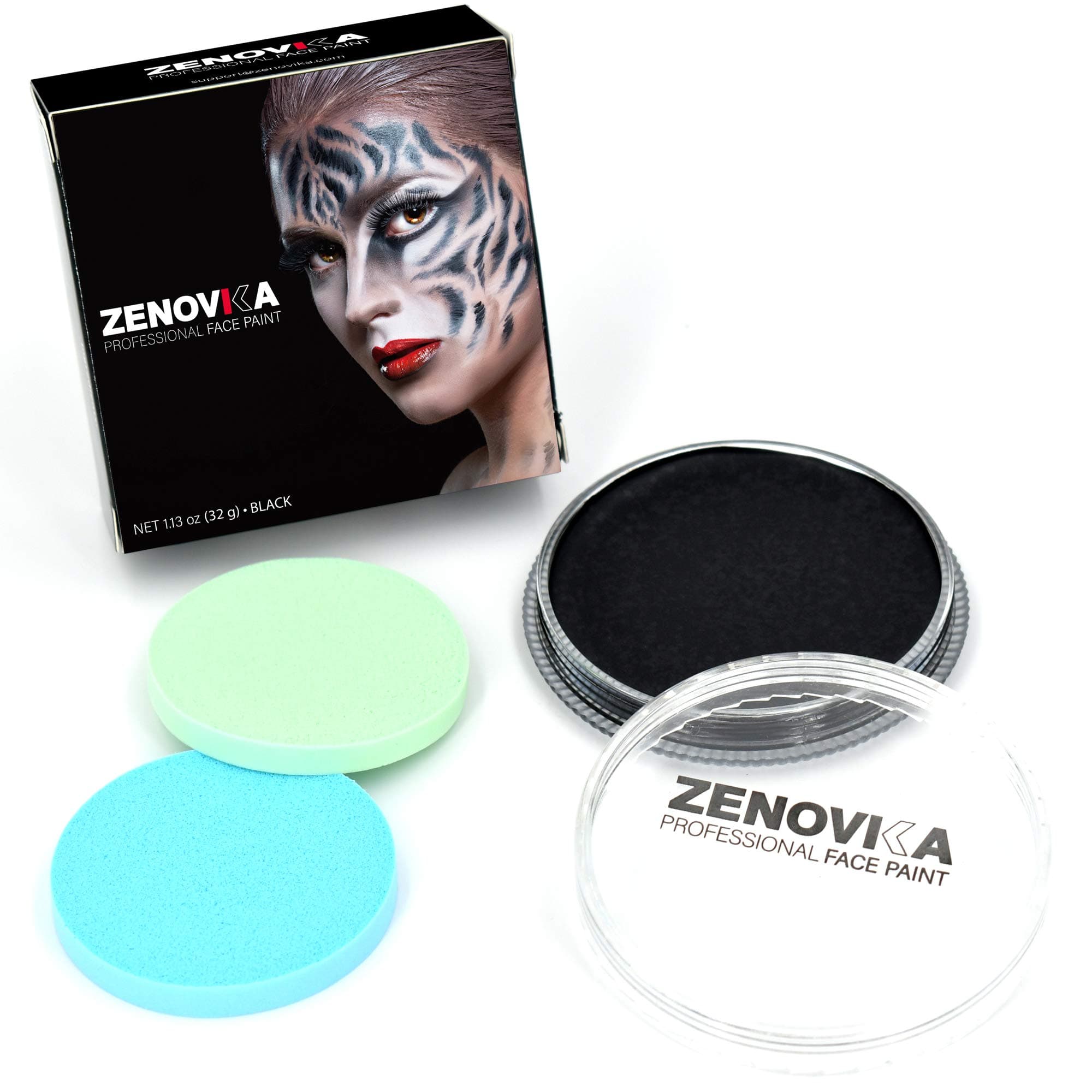 Black Face Paint Kit, Large Water Based Paints, Halloween Makeup Kit, Professional Face Paint, Face Paints Safe for Sensitive Skin (Black Body Paint 32g /1.13oz) (Black Face Paint)