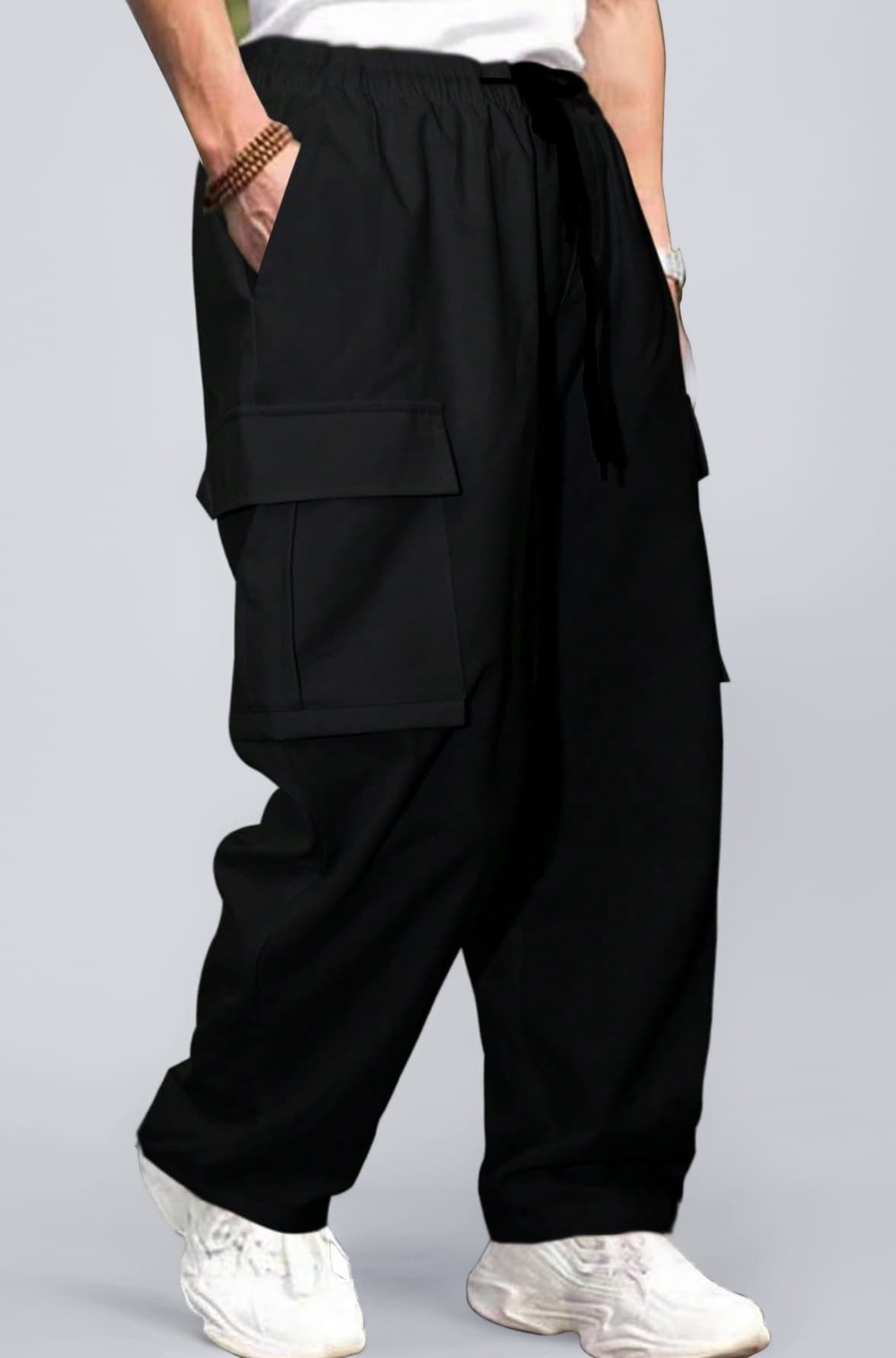 Men's Regular Fit Low Rise Polyester Cargos | Cargo Track Pant | Loose Fit | Regular Trouser (Available in Plus Size)