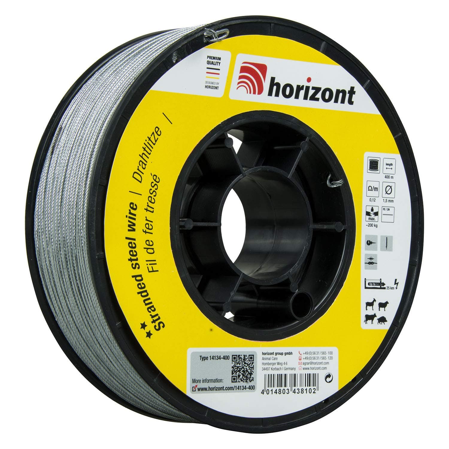 Horizont Wire Strand, Galvanised, 1.5 mm, 400 m Ring