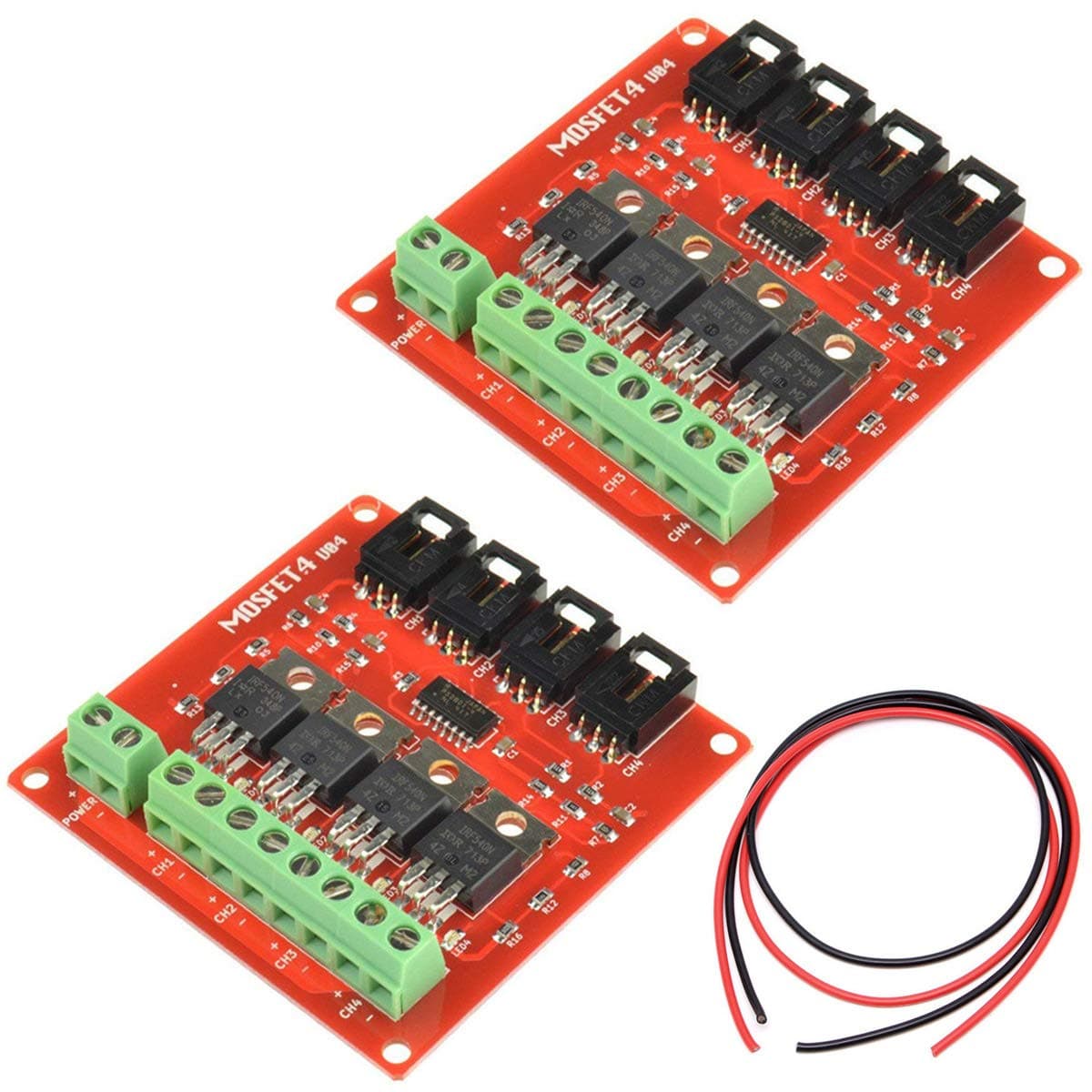 2PACK 4 Channel MOSFET Module Four Channel 4 Route MOSFET Button IRF540 V2.0 + MOSFET Switch Module for Arduino DC Motor Drive Dimmer Relay Board