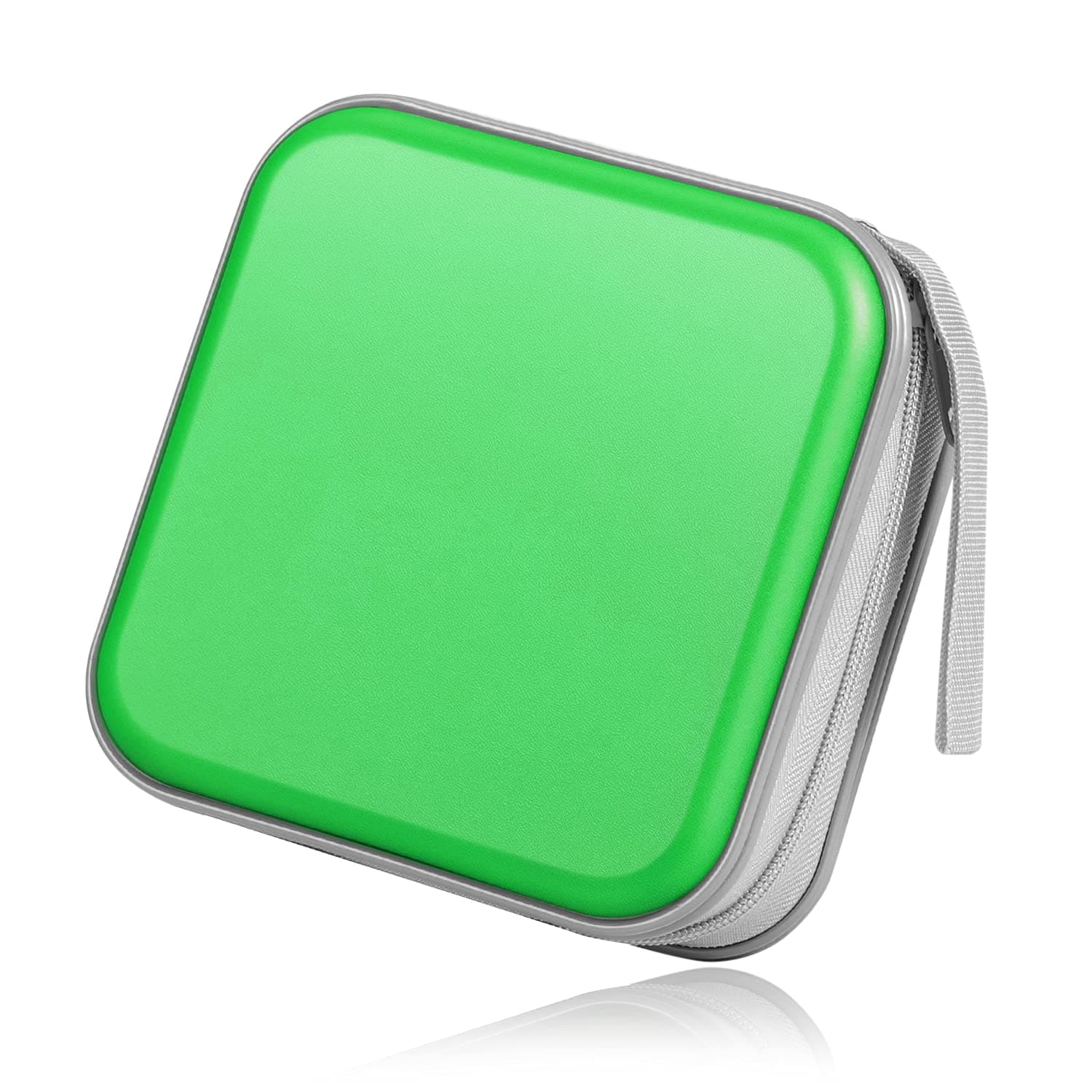TNP DVD Holder, CD Case Holder, 40 Capacity Disc Organizer, Portable Hard Shell Wallet, CD DVD Case for Car Media Storage, Protective Zippered CD Book (Green)