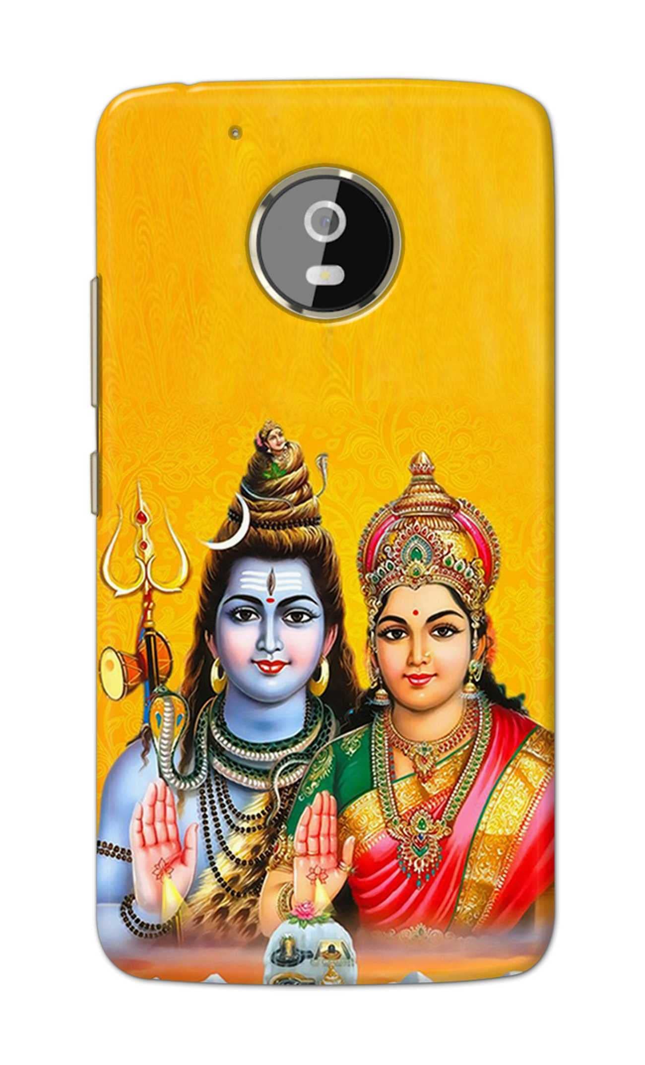 PRINTFIDAA God Shiva Parvati Yellow Background Printed Designer Hard Back Case Cover for Motorola Moto G5 Plus (5.2"), XT1684, XT1685, XT1687 -(YG) MVN1008