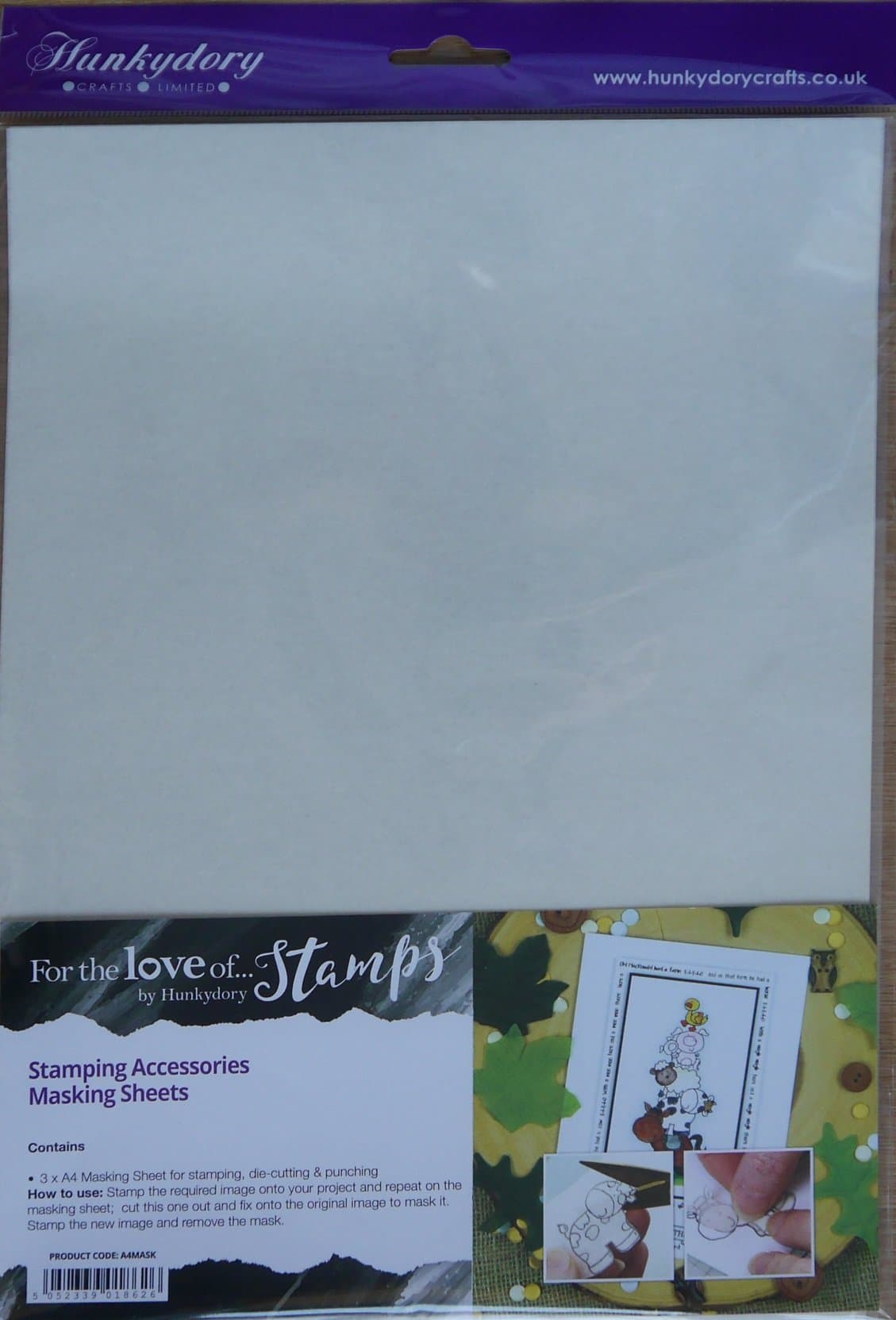 Hunkydory Masking Sheet Low tack A4 Size x 3 Sheets for Masking Stamped Images