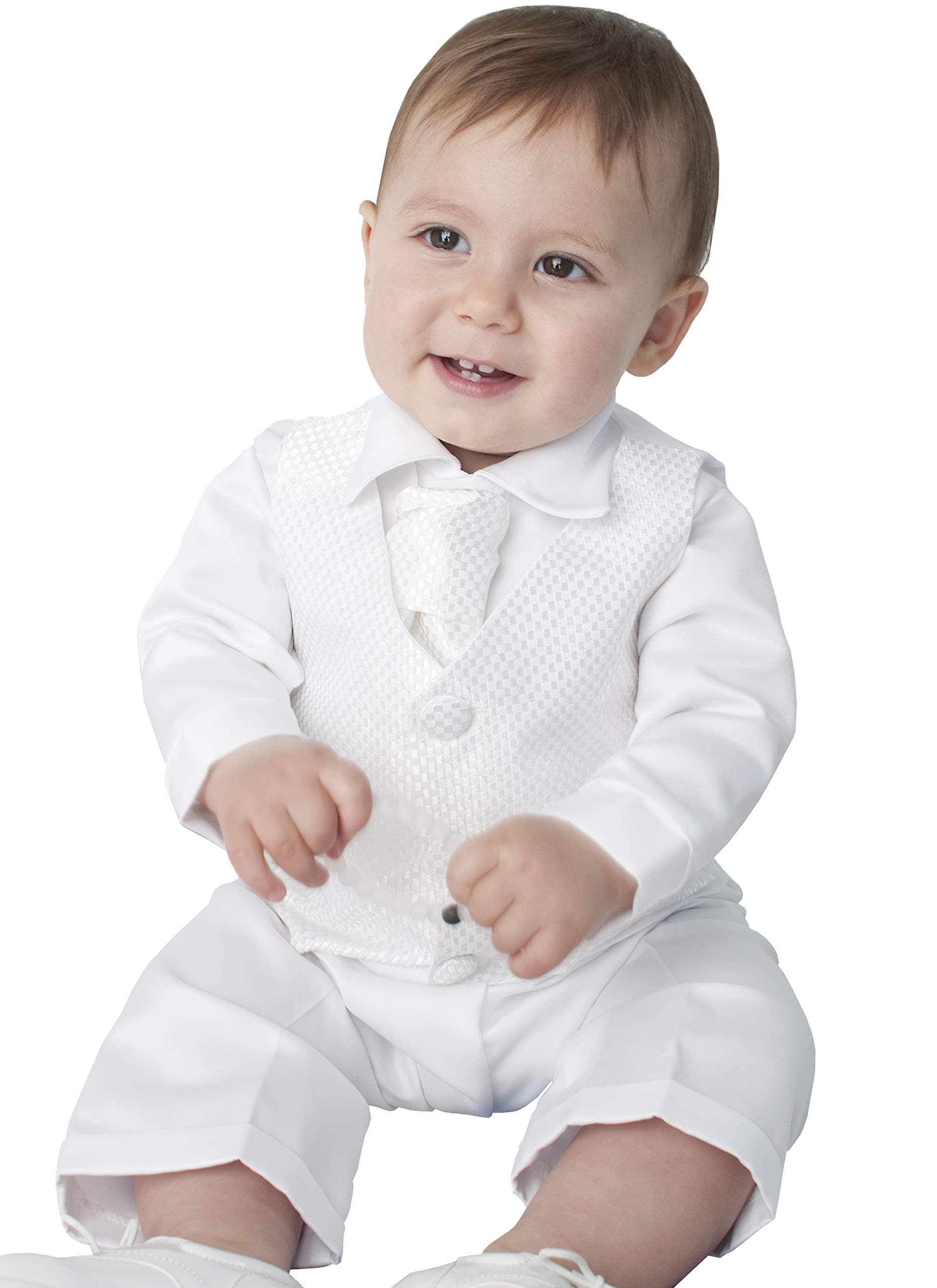 4 Piece Leo Christening Suit in White