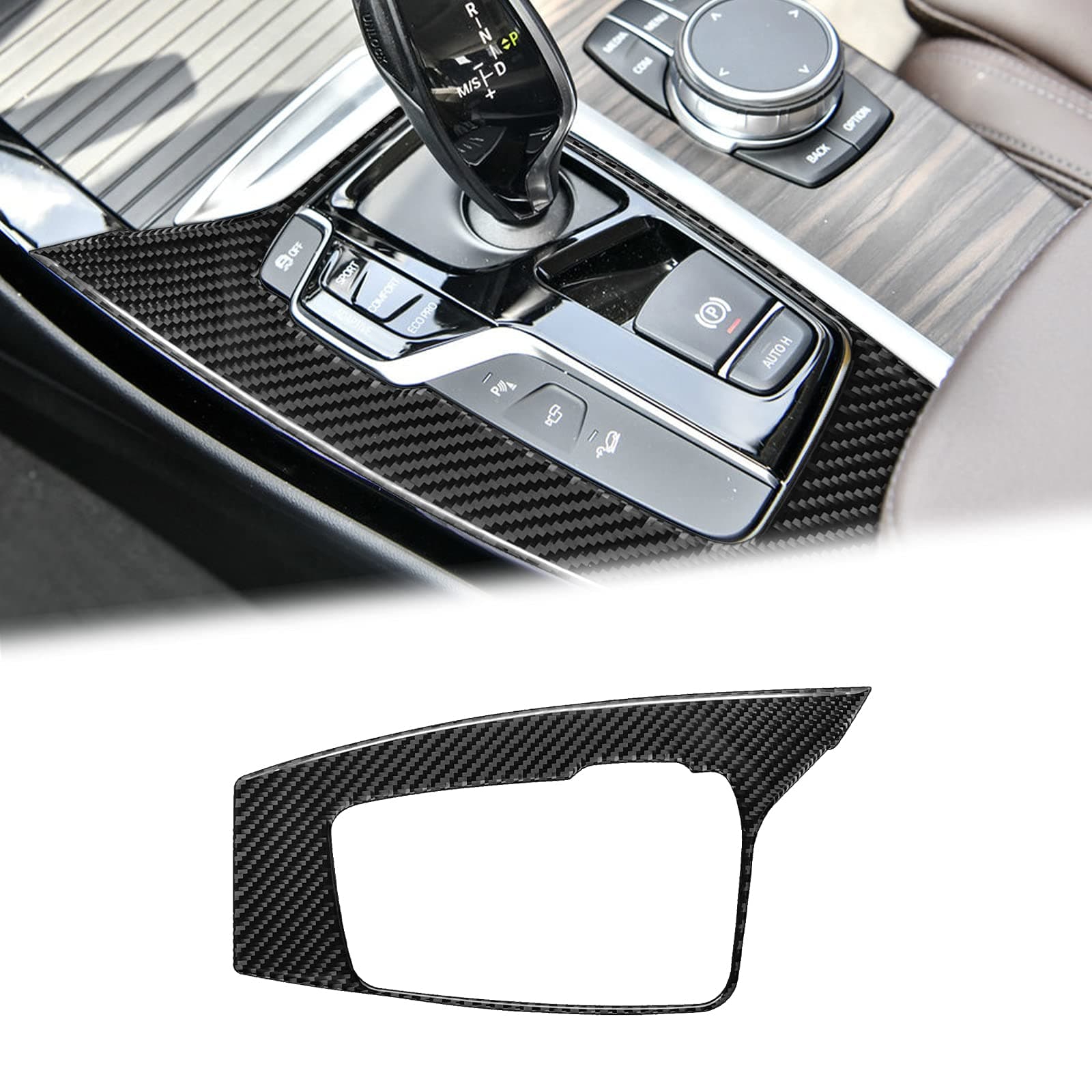 Compatible with Carbon Fiber Center Console Gear Shift Panel Trim Cover Interior Decoration Sticker for BMW X3 G01 G08 2018 2019 2020 2021 (1PCS Black)