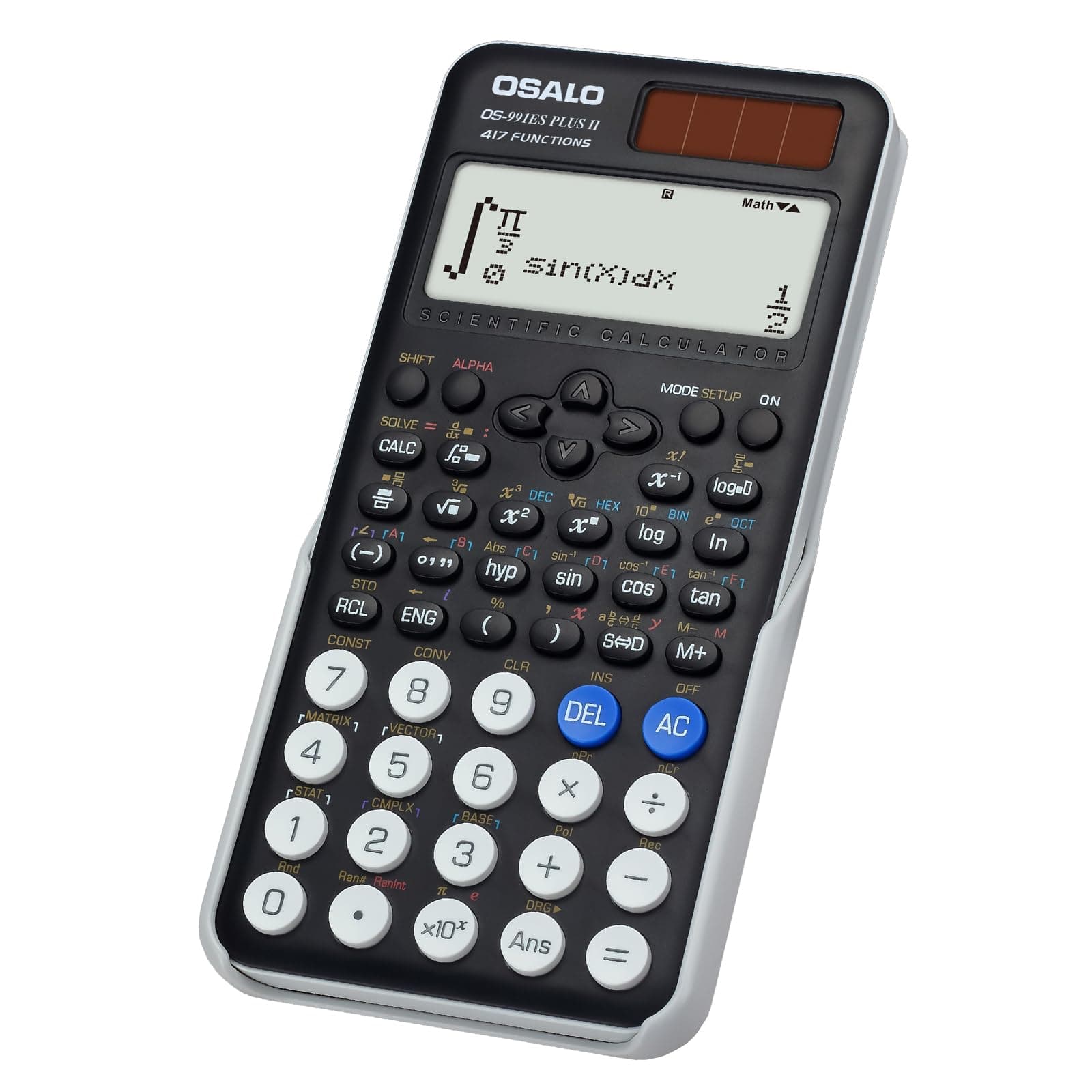 Scientific Calculator 417 Function 2 Line 10+2 Digits Written Display Solar and Battery Calculators for Students Secondary School College Black (OS 991ES Plus 2nd Edition)