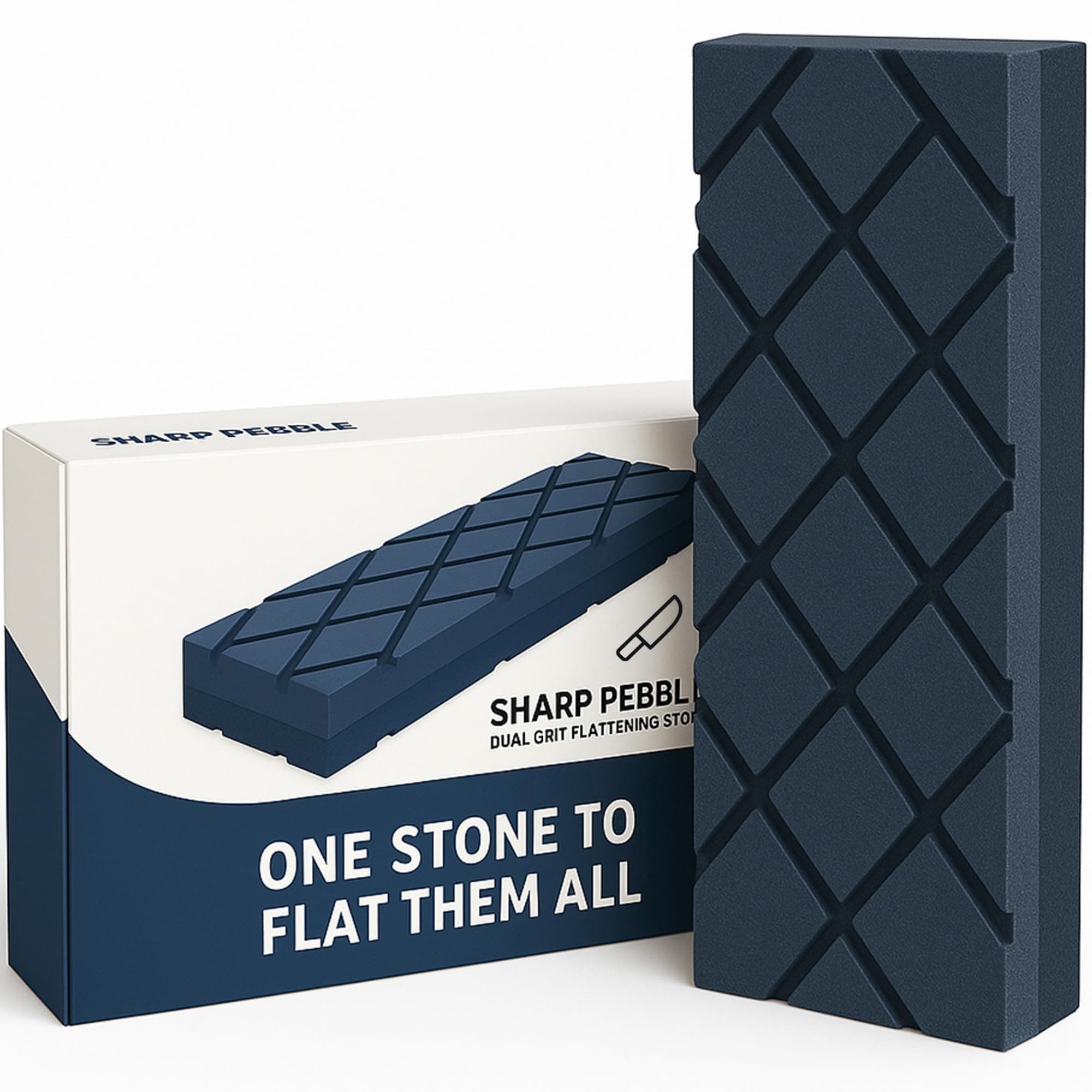 Sharp Pebble Large Flattening Stone- Dual Grit Coarse/Fine Sharpening Stones Flattener- Diamond Grooves Whetstone Fixer-Re Level Any Whetstones & Waterstones