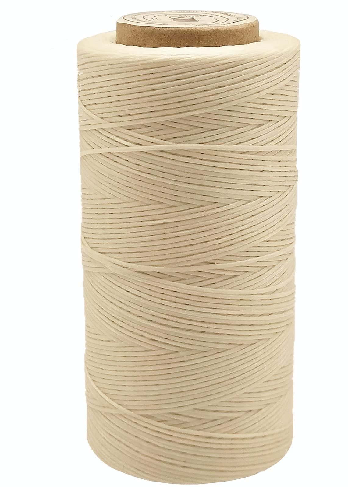 Waxed Thread, 328 Yards 150D 1MM Leather Sewing Waxed Thread for Leather DIY, Bookbinding, Shoe Repairing, Leather Projects (Beige #002)