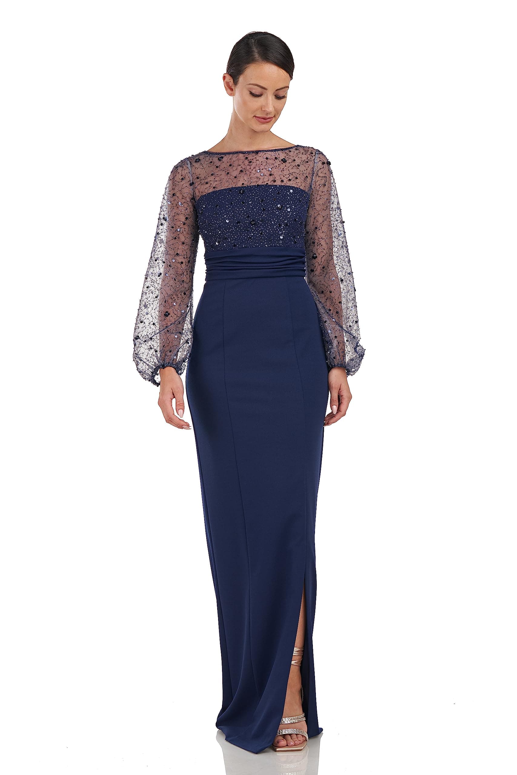 JS CollectionsWomen's Logan Illusion Column Gown