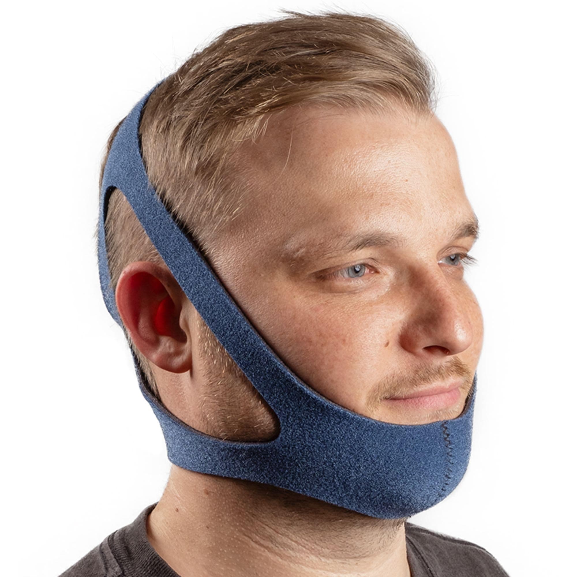 LifeSource Made in USA Anti-Snoring Chin Strap for CPAP Users – Adjustable, Breathable, Latex-Free Sleep Chin Strap for Snoring Relief, Comfortable Universal Fit for Men & Women, Navy