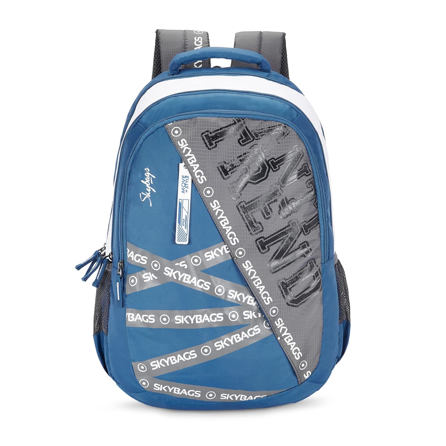 Riddle Blue Grey 46 Cms Casual Backpack with Raincover, BLUE GREY, One Size, Asian