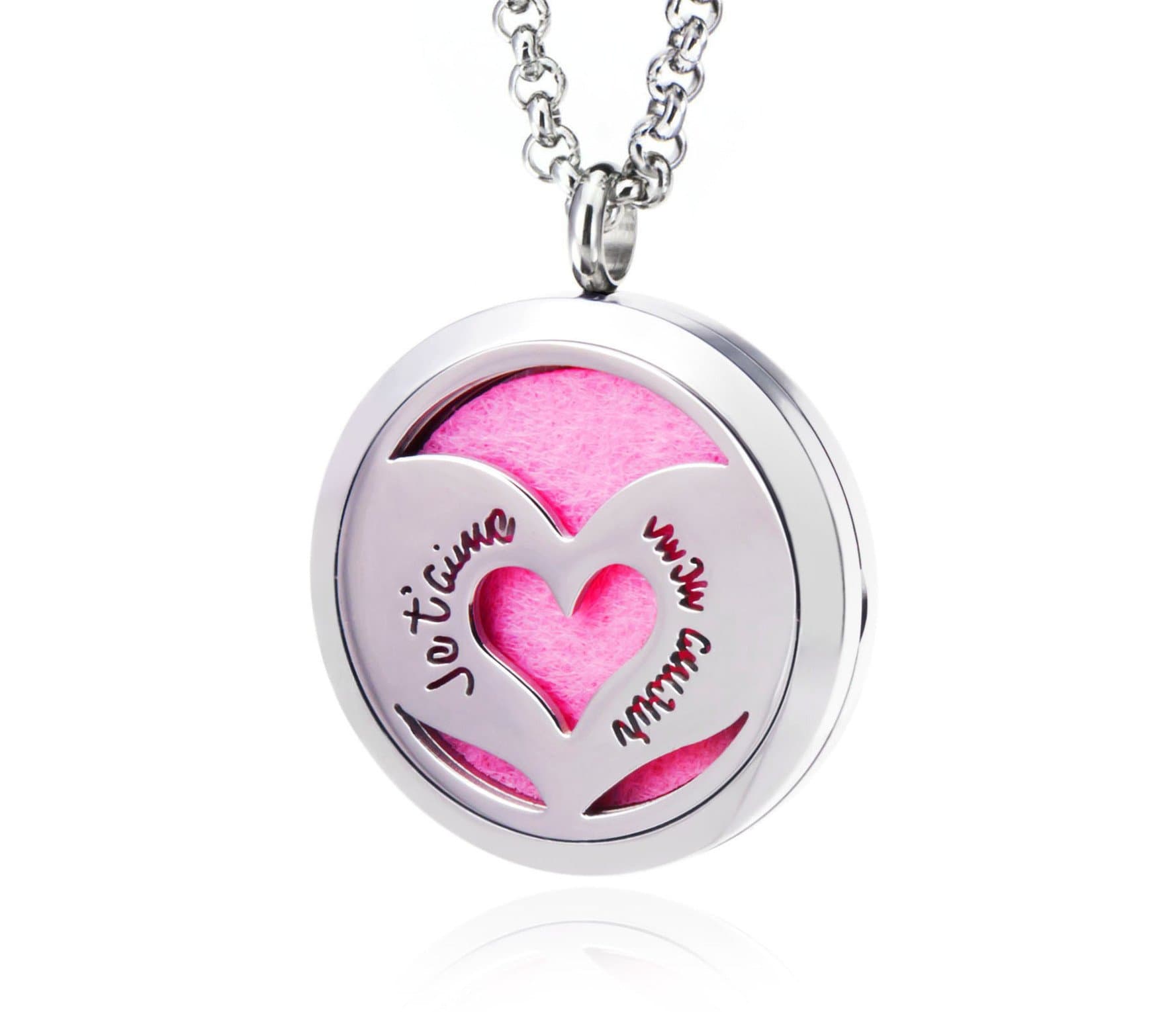 Je T'Aime Mon Amour, Inner Tundra Aromatherapy Essential Oil Diffuser Necklace, I Love You Locket Pendant