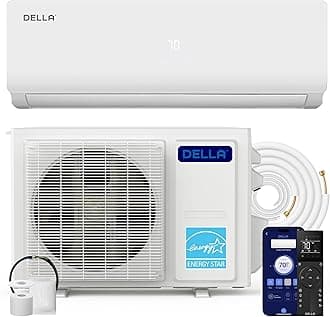 DELLA Vario Series 9000 BTU Mini Split AC Work with Alexa 19 SEER2 Cools Up to 400 Sq.Ft 230V Wifi Enabled AC & 0.75 Ton Heat Pump Pre-Charged Ductless Inverter System, 16.4ft Installation Kits