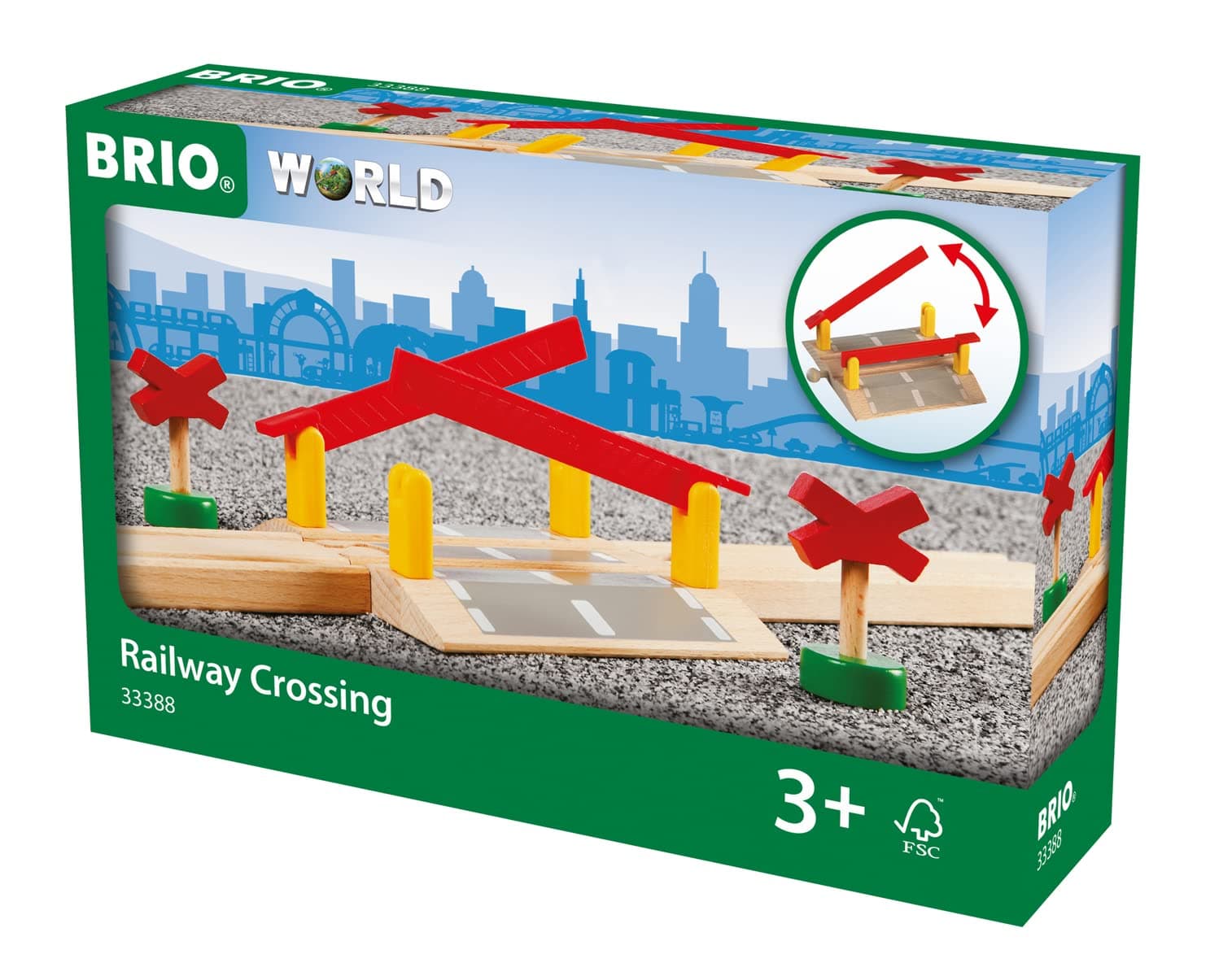BRIO World 33388-4 Piece Railway Crossing Set | Fun and Interactive Wooden Train Accessory for Kids | Enhances Creativity and Motor Skills | FSC-Certified Eco-Friendly Toy for Ages 3 and Up