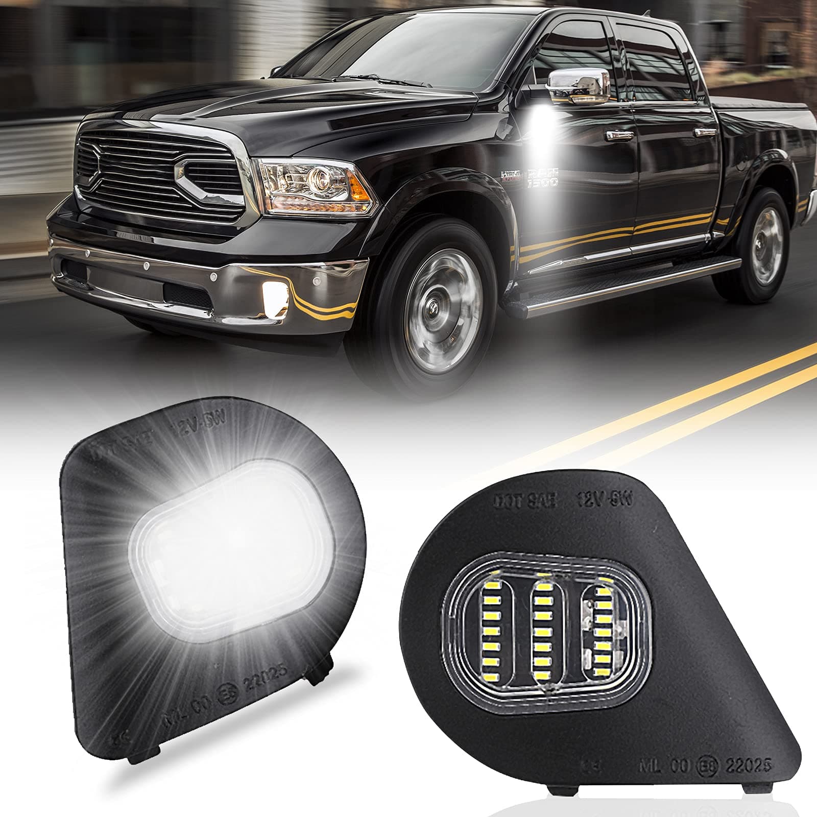 For Ram Puddle Lights Compatible with 2010-2019 Dodge Ram 1500 2500 Accessories Mirror Puddle Light Ram 3500 4500 5500 LED Side Mirror Turn Signal Puddle Lamp