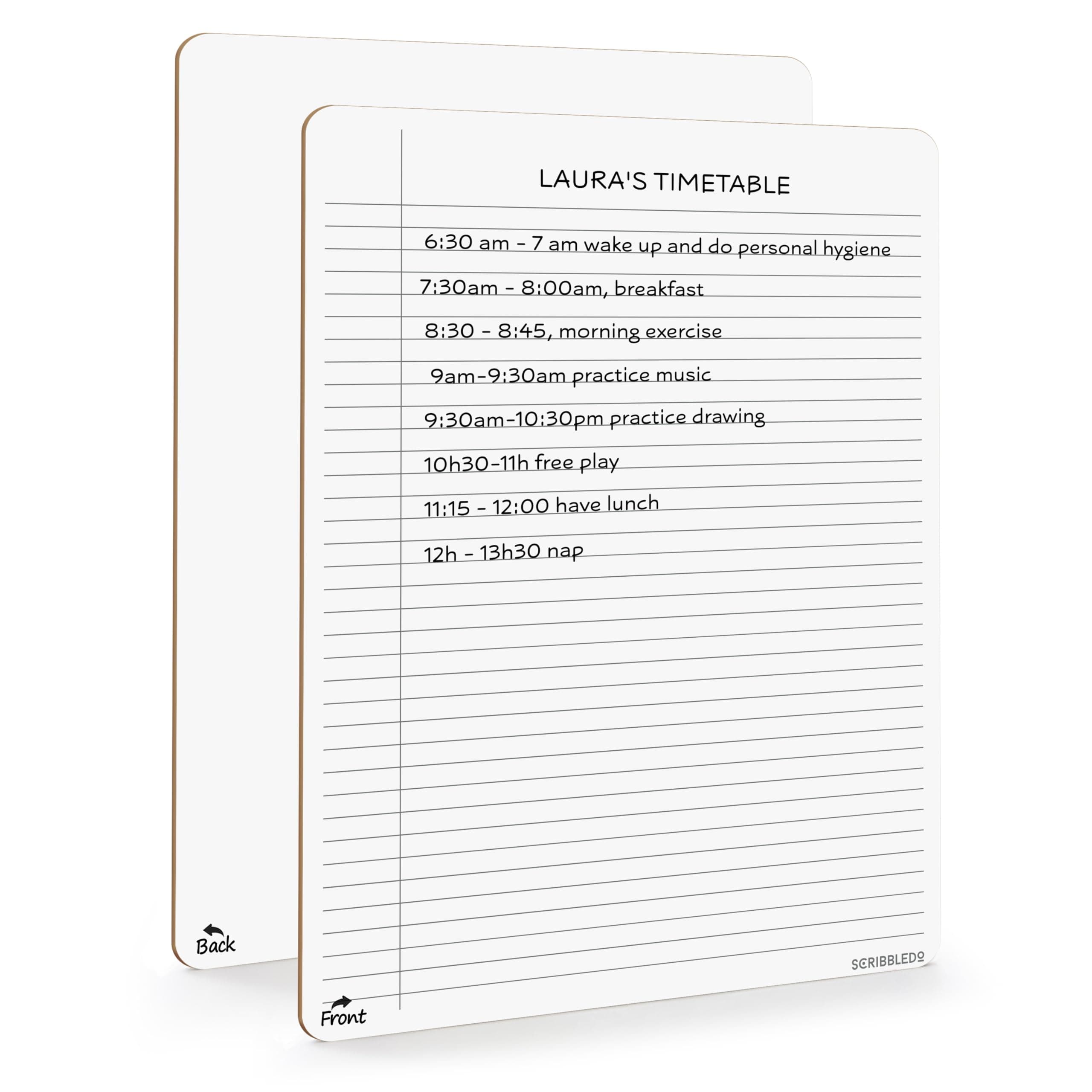 Scribbledo Dry Erase Notebook College Ruled Lined Board 9"x12" Reusable Lined Erasable Ruled Writing Note Pad Lapboard, Blank Whiteboard on Reverse