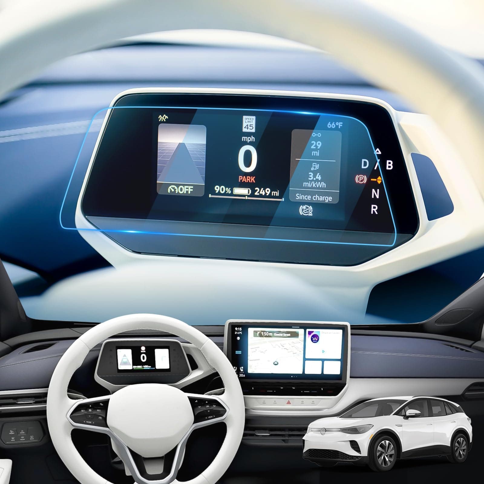 Tempered Glass Screen Protector for 2021 2022 2023 ID.4 ID4 ID.3 ID3 5.3 Inch ID.Cockpit Dashboard Panel Digital Display Screen Protector High Clarity (5.3-Inch Dashboard Panel)