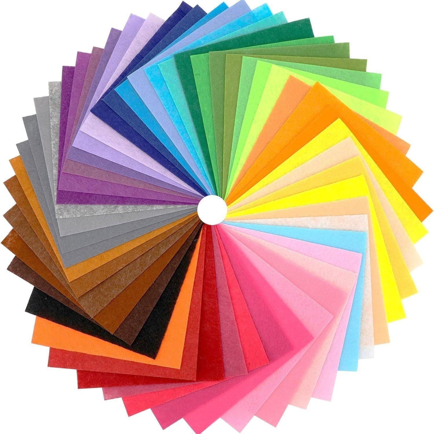 50 Pcs Polyester Felt Sheet(15 x 15 cm)，Pieces of DIY Fabric Crafts Sewing Patches, Colorful Soft Felt Fabric, DIY Production of FELTCrafts