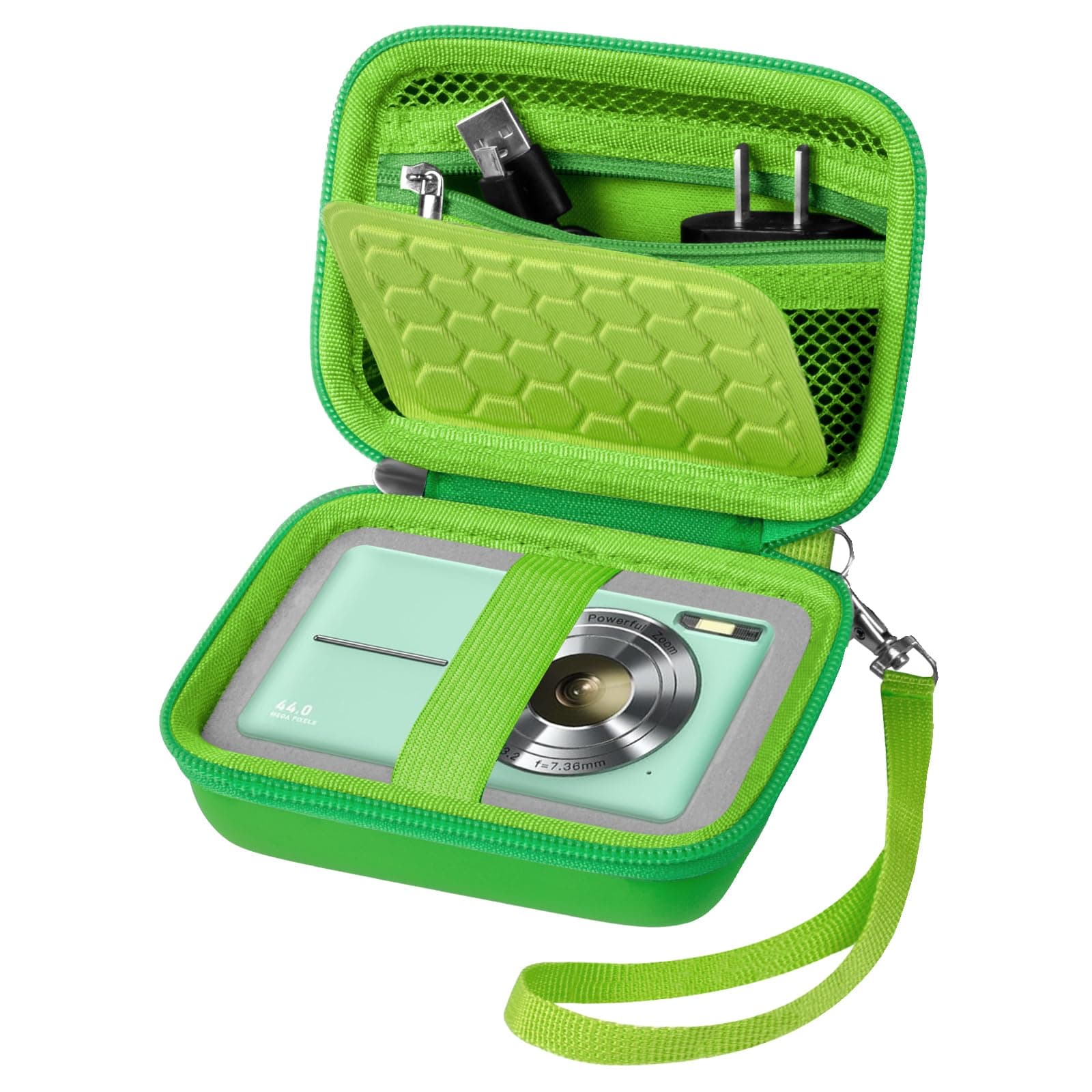 Carrying & Protective Case for Digital Camera, for CAMKORY/for Kodak Pixpro/for Canon PowerShot ELPH 180/190 / for Sony DSCW800 DSCW830 Cameras for Travel - Grass Green
