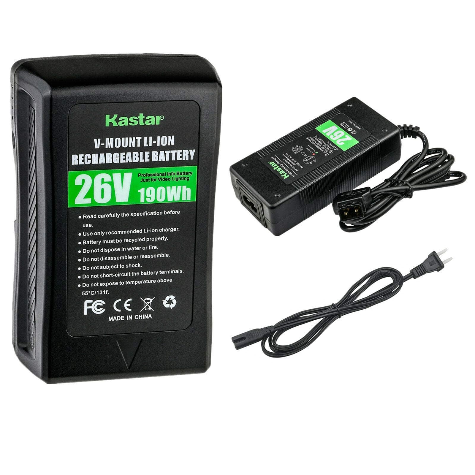 Kastar High Voltage 26V V-Mount Battery + 26V High Voltage D-tap Charger Replacement for Fxlion BP-7S230 26V Lithium-Ion Battery, Other 24 to 30V Video Camera, Camcorder, Broadcast LED Light Gear