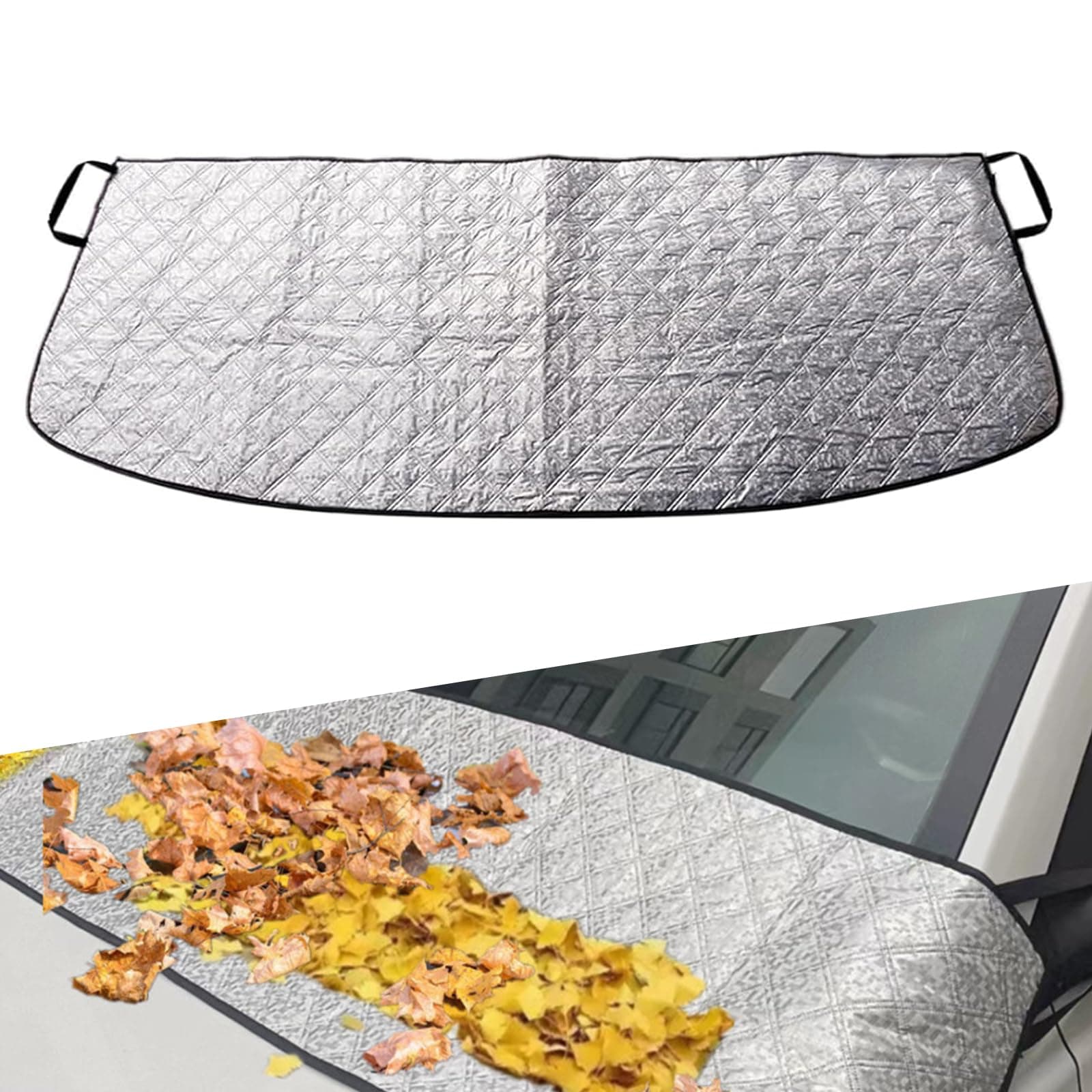 1 PC Car Front Windshield Rain Trough Protection Cover, 66.9" x 17.7" Wiper Dust Frost Proof Cover for All Seasons, Adsorption Non-Destructive Installation Cover, Universal for Cars (Silver)