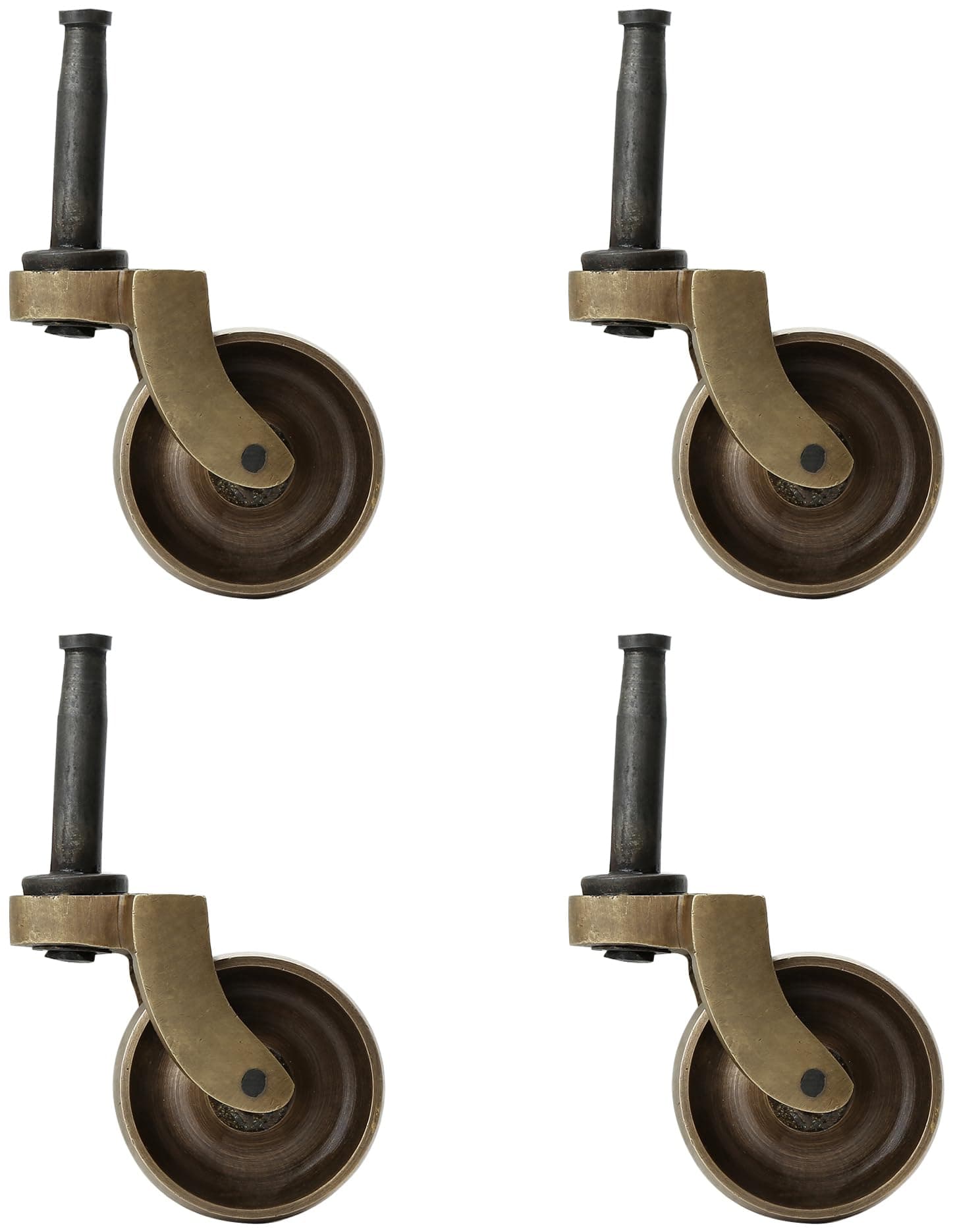 Set of 4 Solid Brass Swivel Caster Heavy Duty & Safe for All Floors Perfect Replacement for Floor Mat Polished Brass Finish Wheels for Chairs/Tables/Furniture