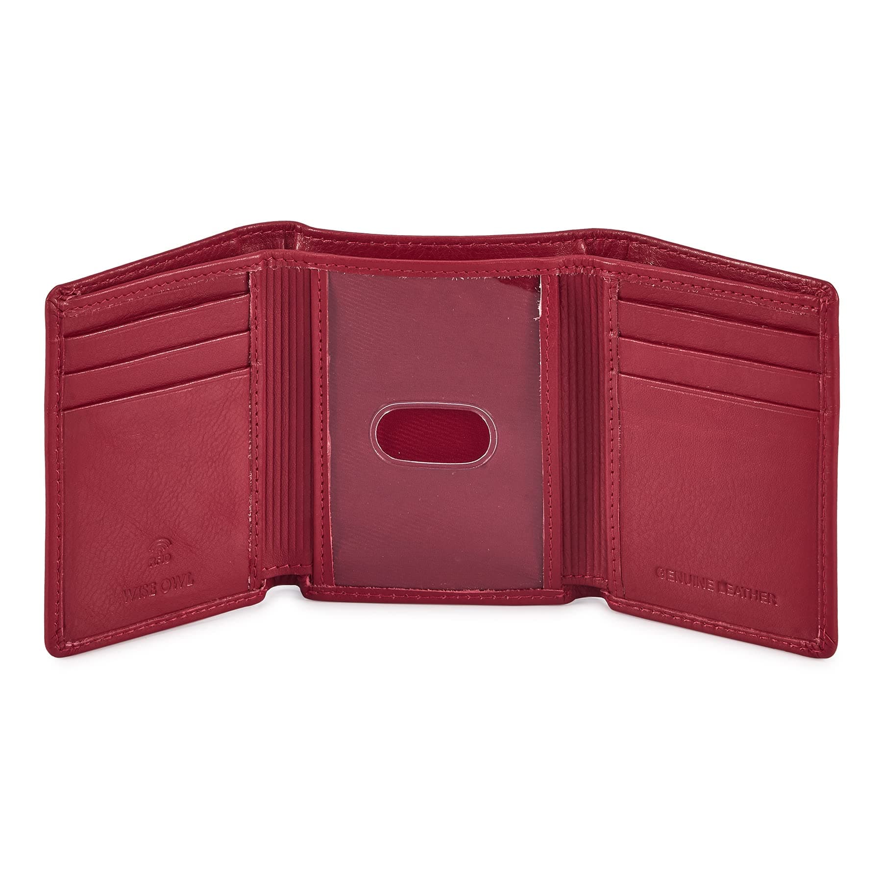 Trifold Wallets for Men Real Leather Slim Front Pocket RFID Blocking Travel with ID Window in Gift Box