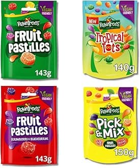 FEZ KEKEVEGAN FRIENDLY CHEWY SWEETS BUNDLE ROWNTREE'S FRUIT PASTILLES - PICK N MIX - TROPICAL JELLY TOTS 140-150G
