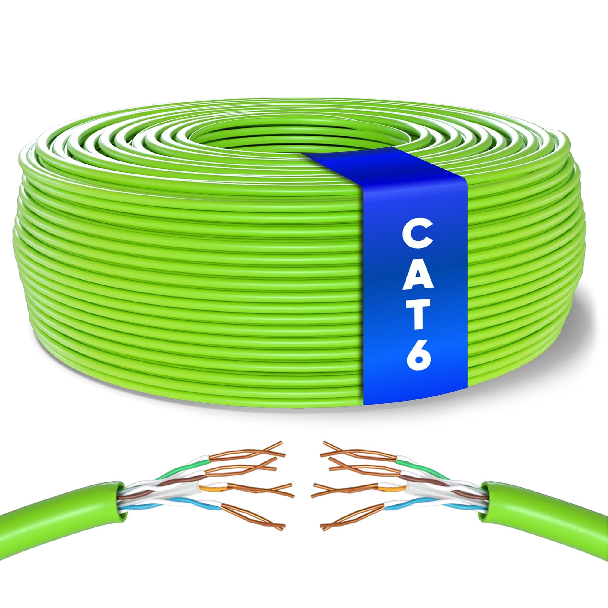 Mr. Tronic Bulk Cat 6 Ethernet Cable 100m, High Speed LAN Ethernet Network Cable, 100m Bulk Cat6 Internet 1 Gbps, 250 MHz, ADSL AWG24, UTP CCA (100 Meters, Green)