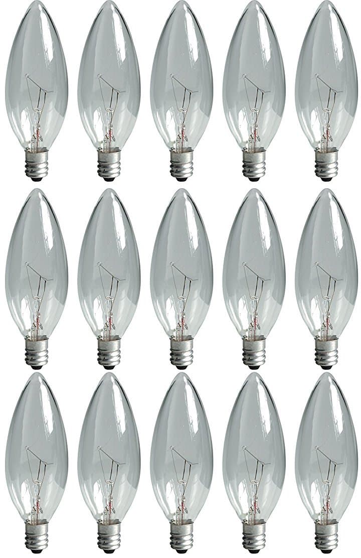 GE Lighting Crystal Clear Blunt Tip Decorative Light Bulbs (25 Watt), 220 Lumen, Candelabra Light Bulb Base, 30-Pack Chandelier Light Bulbs