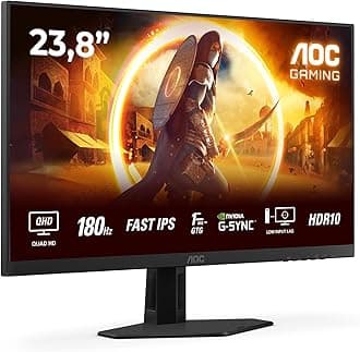 AOC Q24G4RE 23.8 inch WQHD Gaming Monitor 180Hz, Fast IPS Panel, 0.5ms MPRT, Adaptive Sync, HDR10, G-Sync Compatible, (2560x1440 HDMI 1x 2.0 DP 1x 1.4) Black