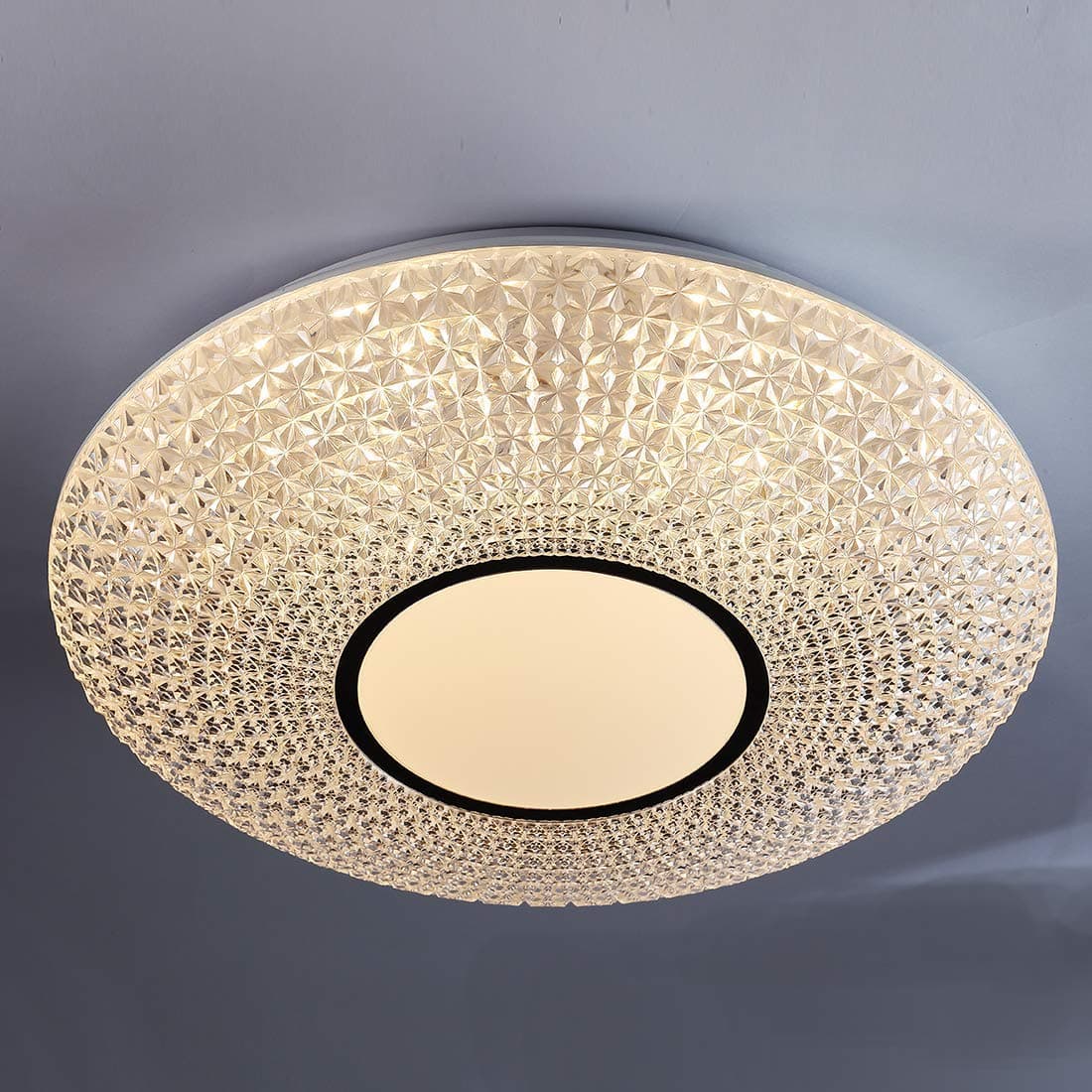 CORSO Crystal Flush Mount Ceiling Light Fixtures, 20 Inch Modern LED Ceiling Lights Fixture Dimmable for Bedroom, Dining Room, Laundry Room, Kitchen, 3000K Warm White, 48W 4000Lm High Brightness