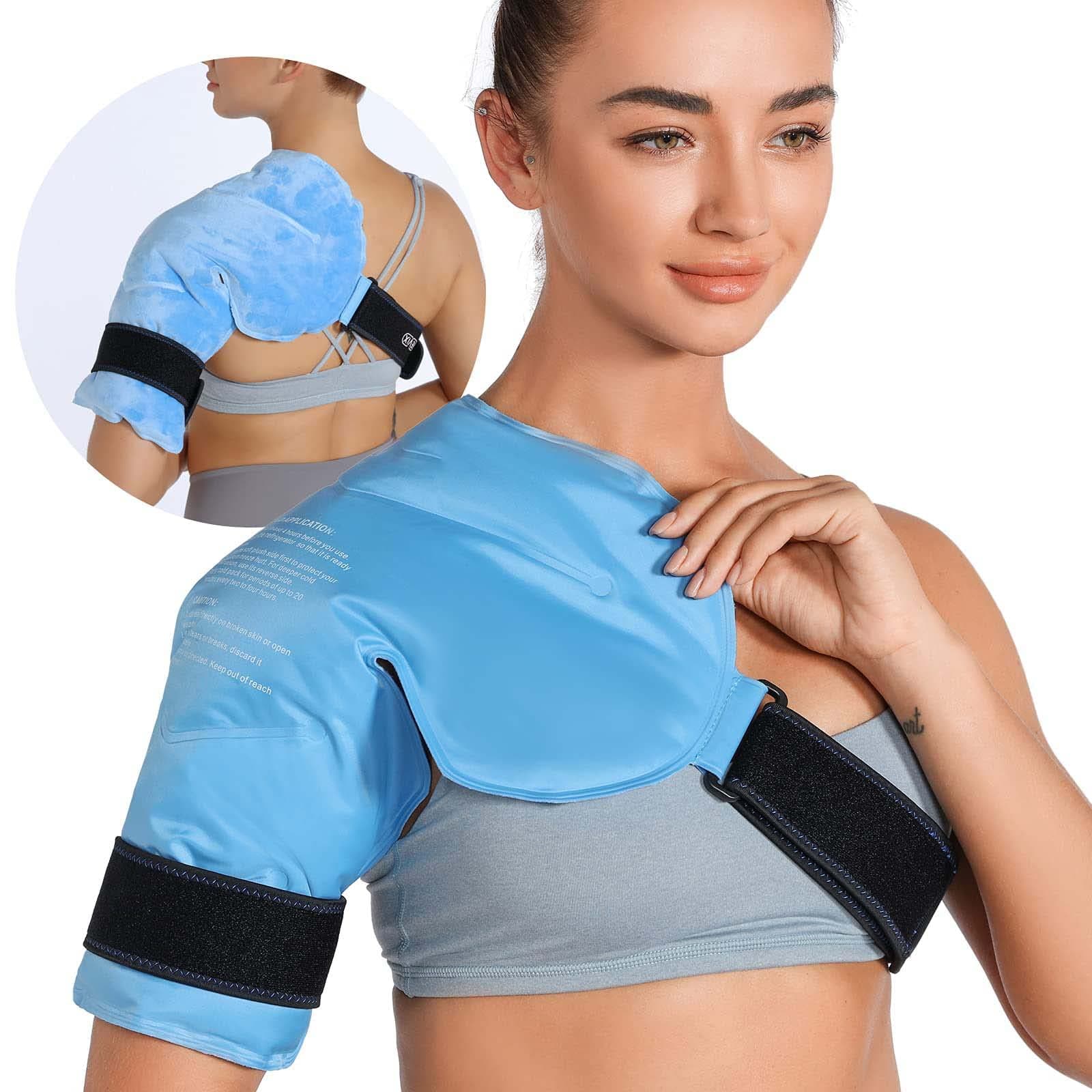 KASTWAVE Ice Pack for Shoulders, Reusable Gel Cold Compress Shoulder Wraps for Rotator Cuff Injuries, Swelling, Upper Back Pain Relief, Compression Brace for Injuries