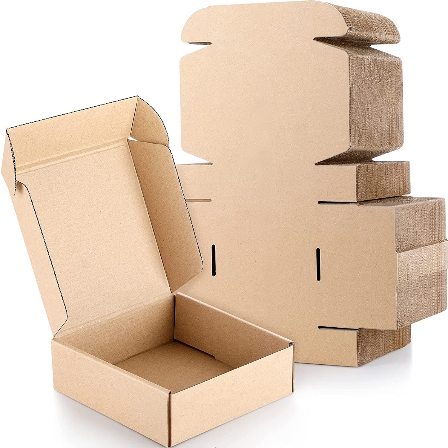 Flat Brown Corrugated Sturdy Shipping Boxes Size : 4"L X 4"W X 1.5"H (Pack Of 100)