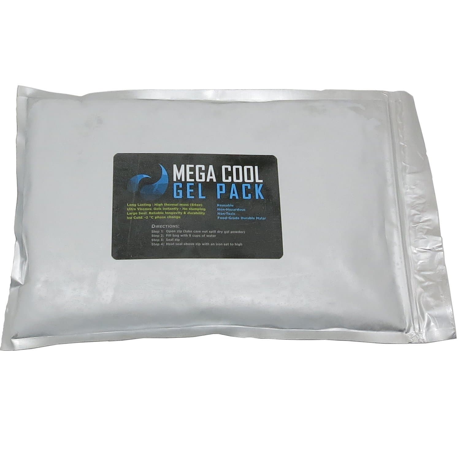 Mega Cool - X Large Freezer Gel Pack 10"x15" - 4.2 lbs of Reusable Cooler Cold Pack - Multipurpose Longest Lasting Ice Packs - Fill, Seal, Save - Easy Illustrated Instructions