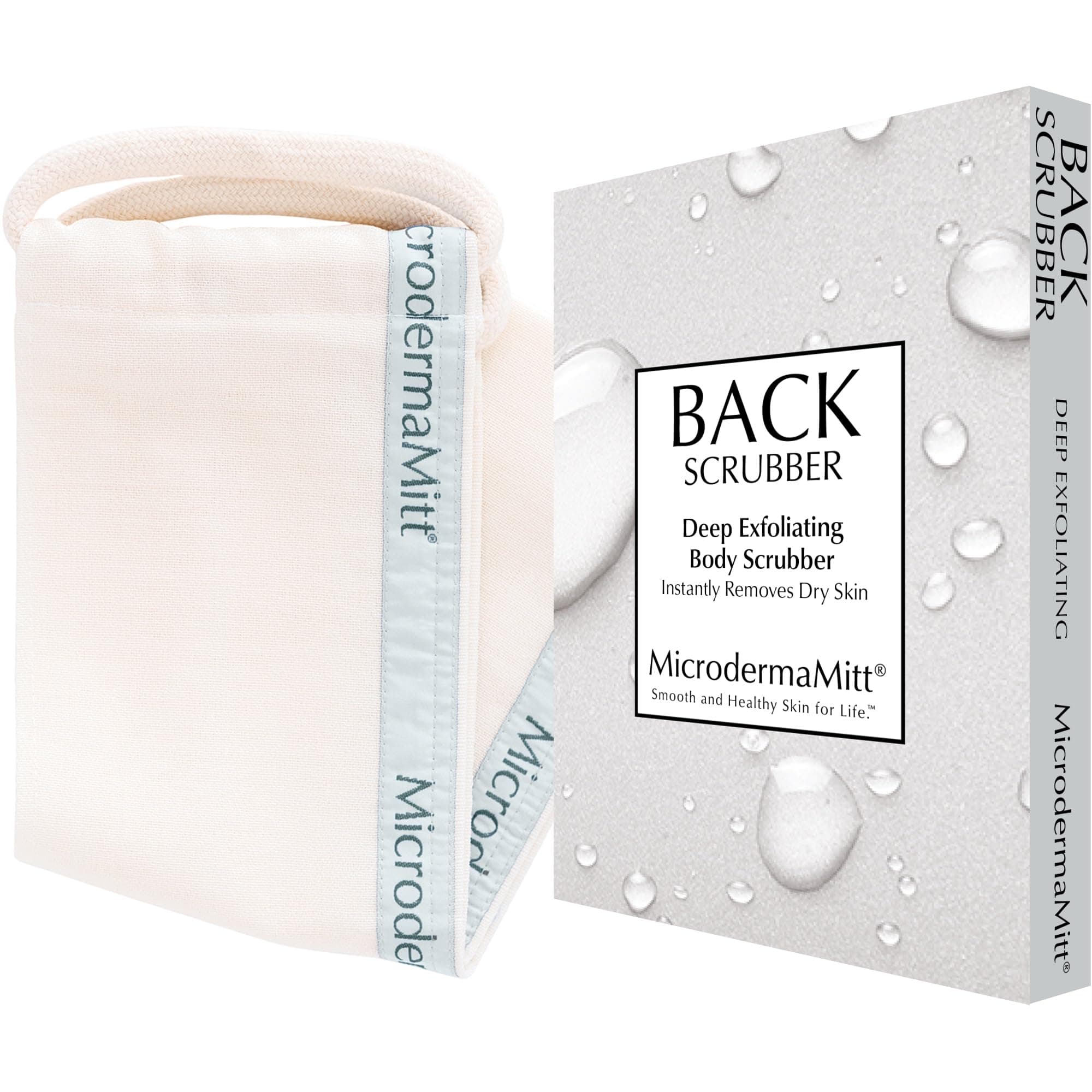 MicrodermaMitt Deep Exfoliating Back Scrubber for Bath & Shower - Dead & Dry Skin Remover - Double-Sided Exfoliator - Body Wash Cloth for Men & Women