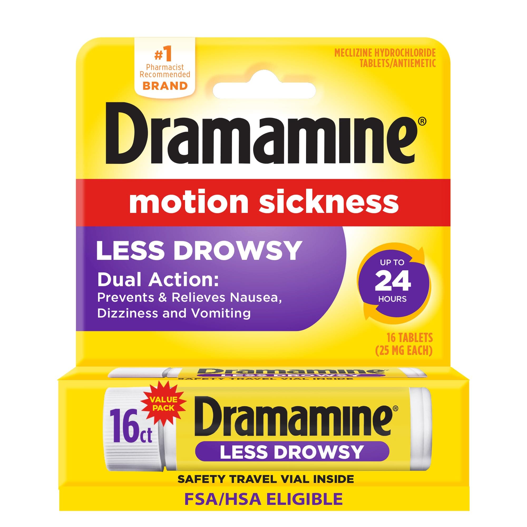 Motion Sickness Relief - All Day Less Drowsy, 16 Count