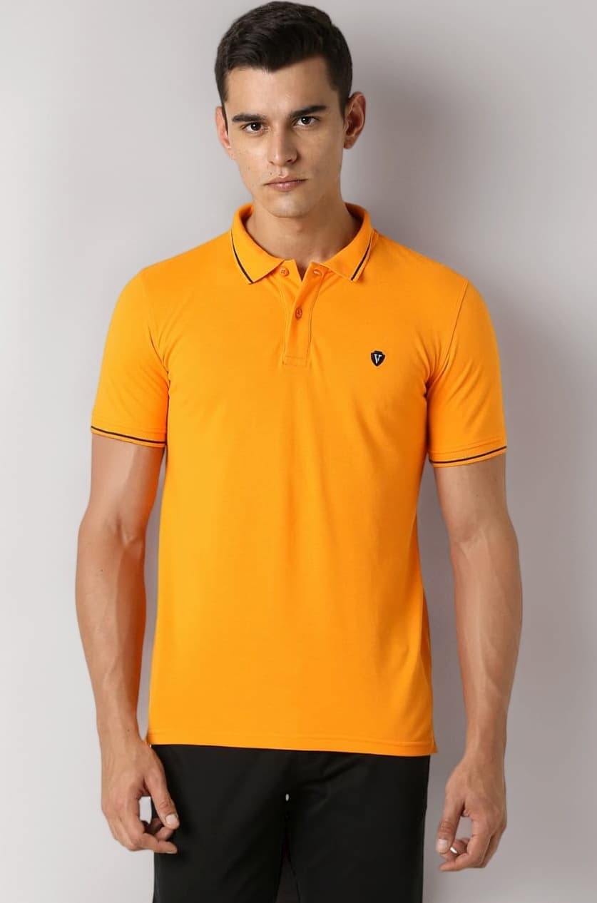 Van Heusen Men's Cotton Solid Regular Fit Collar Polo T-Shirt