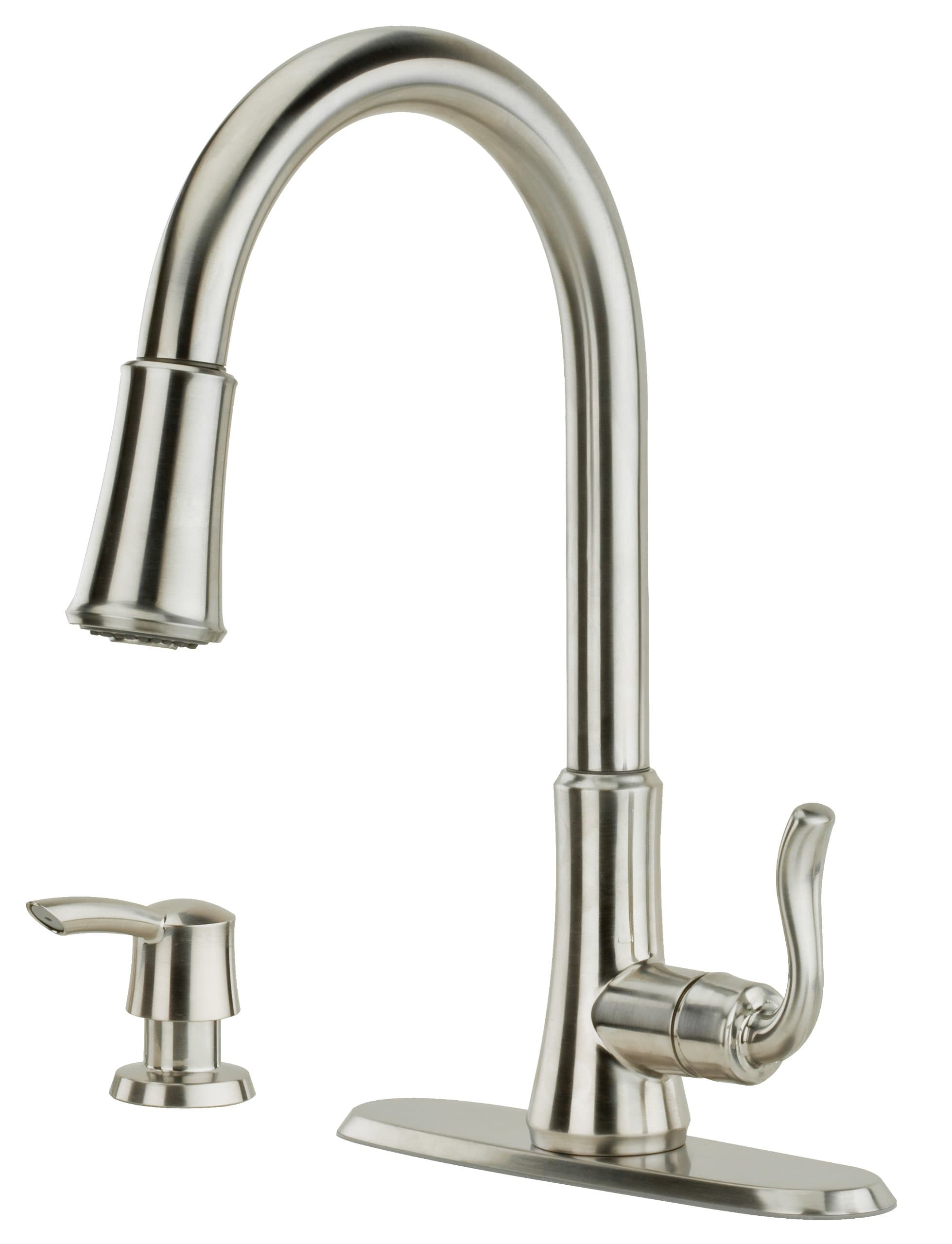Pfister Cagney 1-Handle Pull-Down Kitchen Faucet with Soap Dispenser, Stainless Steel